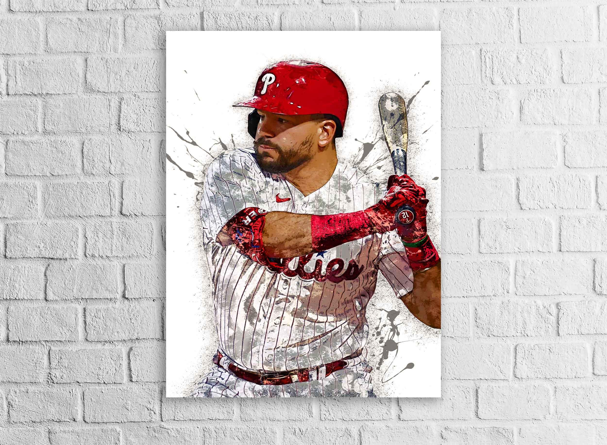 Kyle Schwarber Poster, Philadelphia Phillies, Gallery Canvas Wrap or Premium Poster, Fine Art Quality, Man Cave, Office or Kids Room