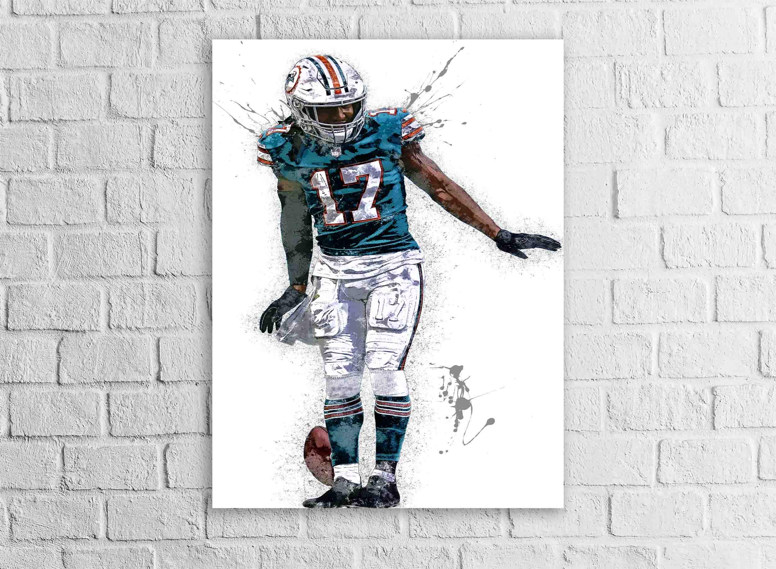 Jaylen Waddle Poster, "Touchdown Dance", Miami Dolphins, Gallery Canvas Wrap or Premium Poster, Fine Art, Man Cave, Kids room