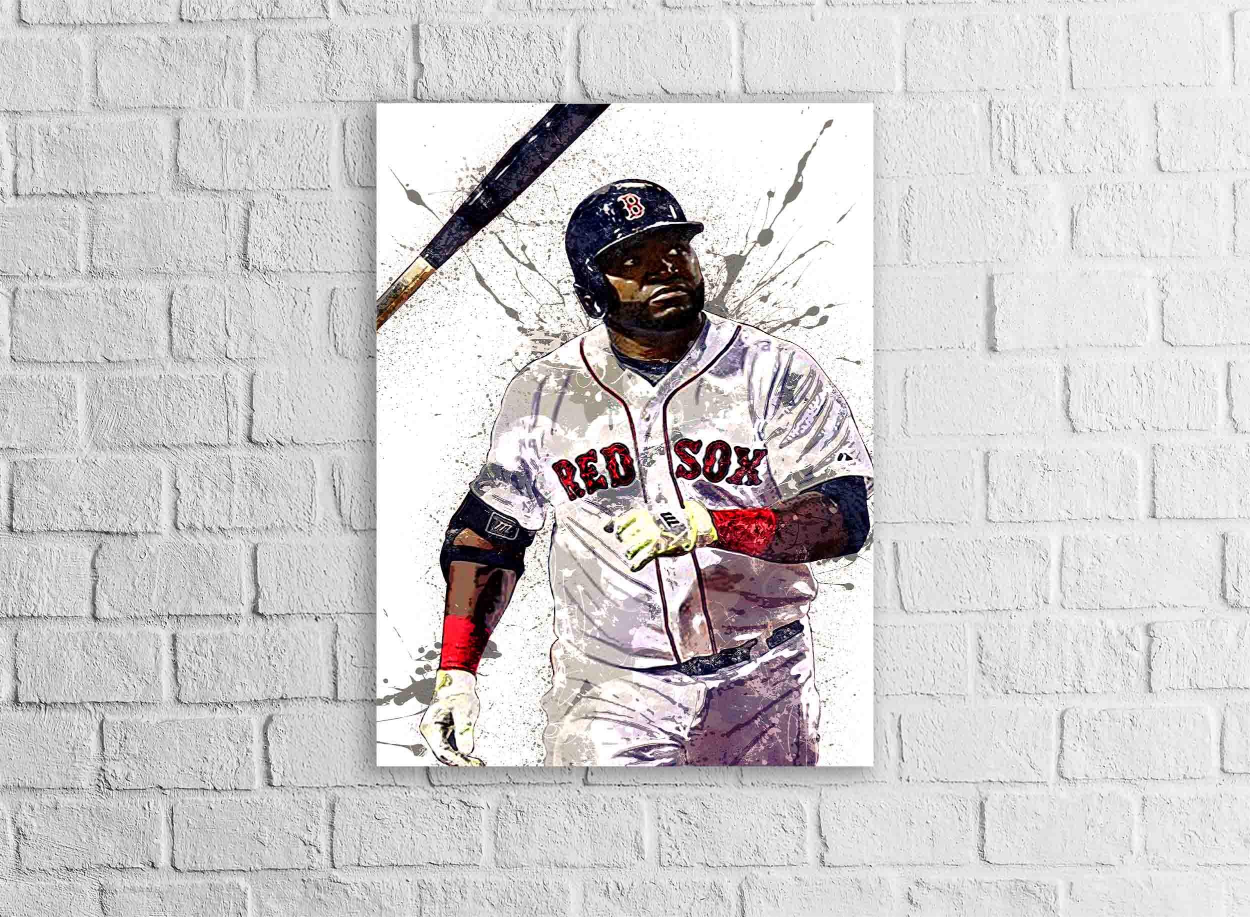 David Ortiz Poster, Boston Red Sox, Gallery Canvas Wrap, Fine Art, Wall Decor for Man Cave, Kids room, Dorm Room