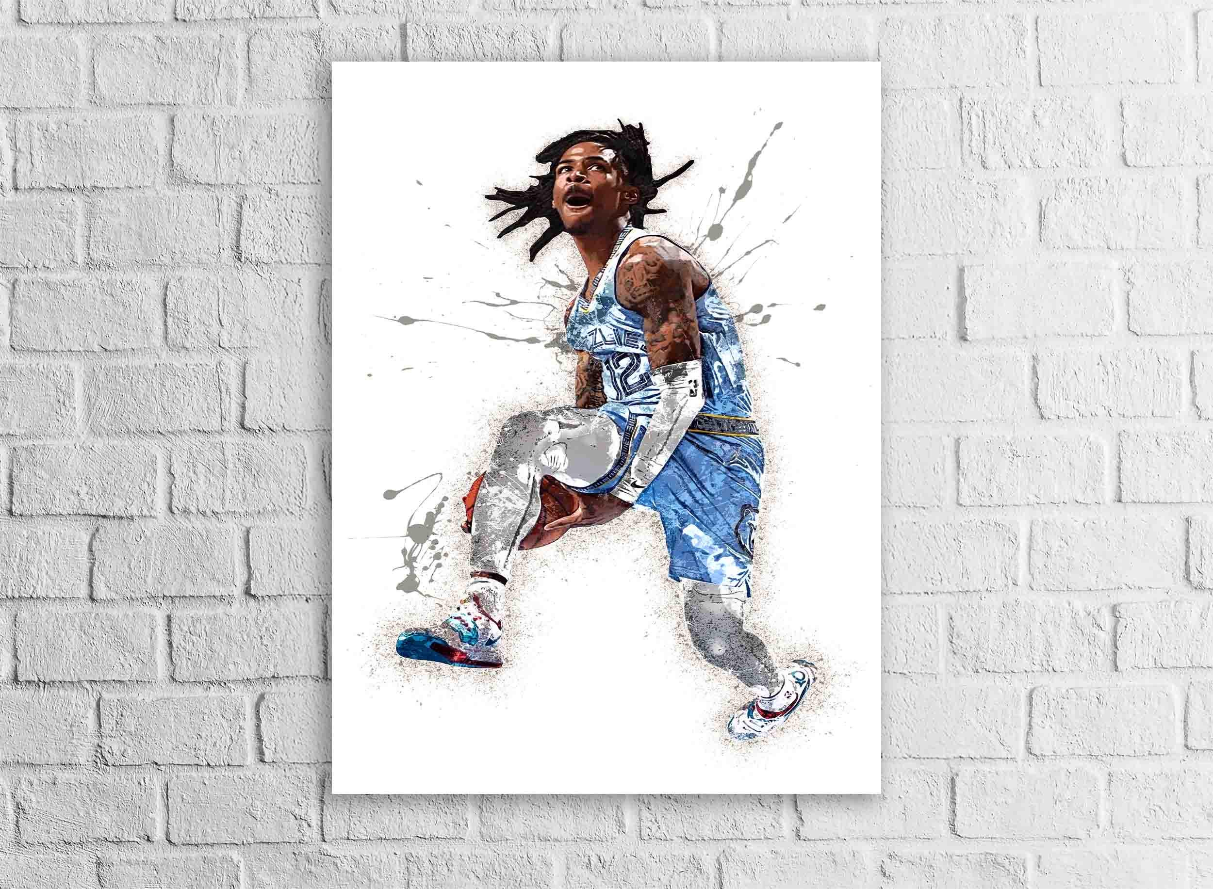 Ja Morant Poster, Memphis Grizzlies, Gallery Canvas Wrap or Museum-Quality Poster, Man Cave, Kids room, Dorm Room
