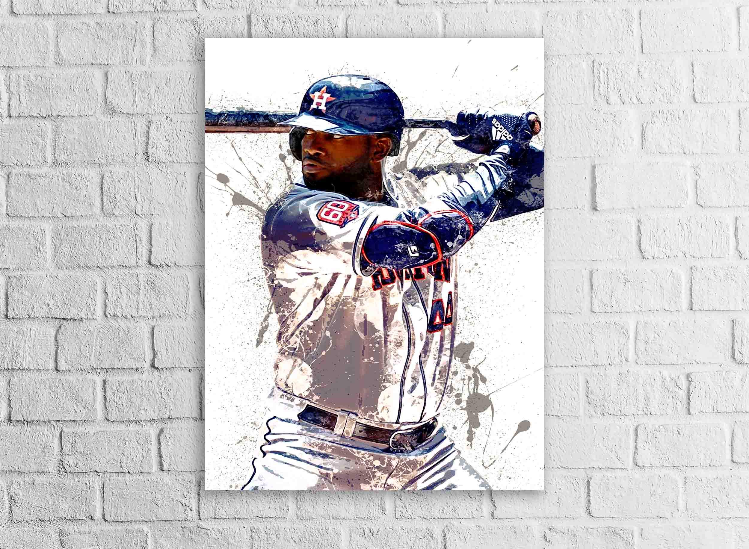 Yordan รlvarez Poster, Houston Astros, Gallery Canvas Wrap or Museum-Quality Poster Print, Fine Art, Man Cave, Office or Kids Room