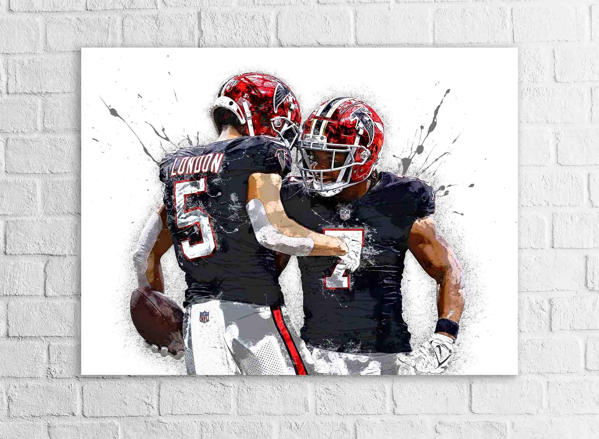 Drake London, Bijan Robinson, Atlanta Falcons, Gallery Canvas Wrap or Museum-Quality Poster, Man Cave, Kids room, Dorm Room, Office