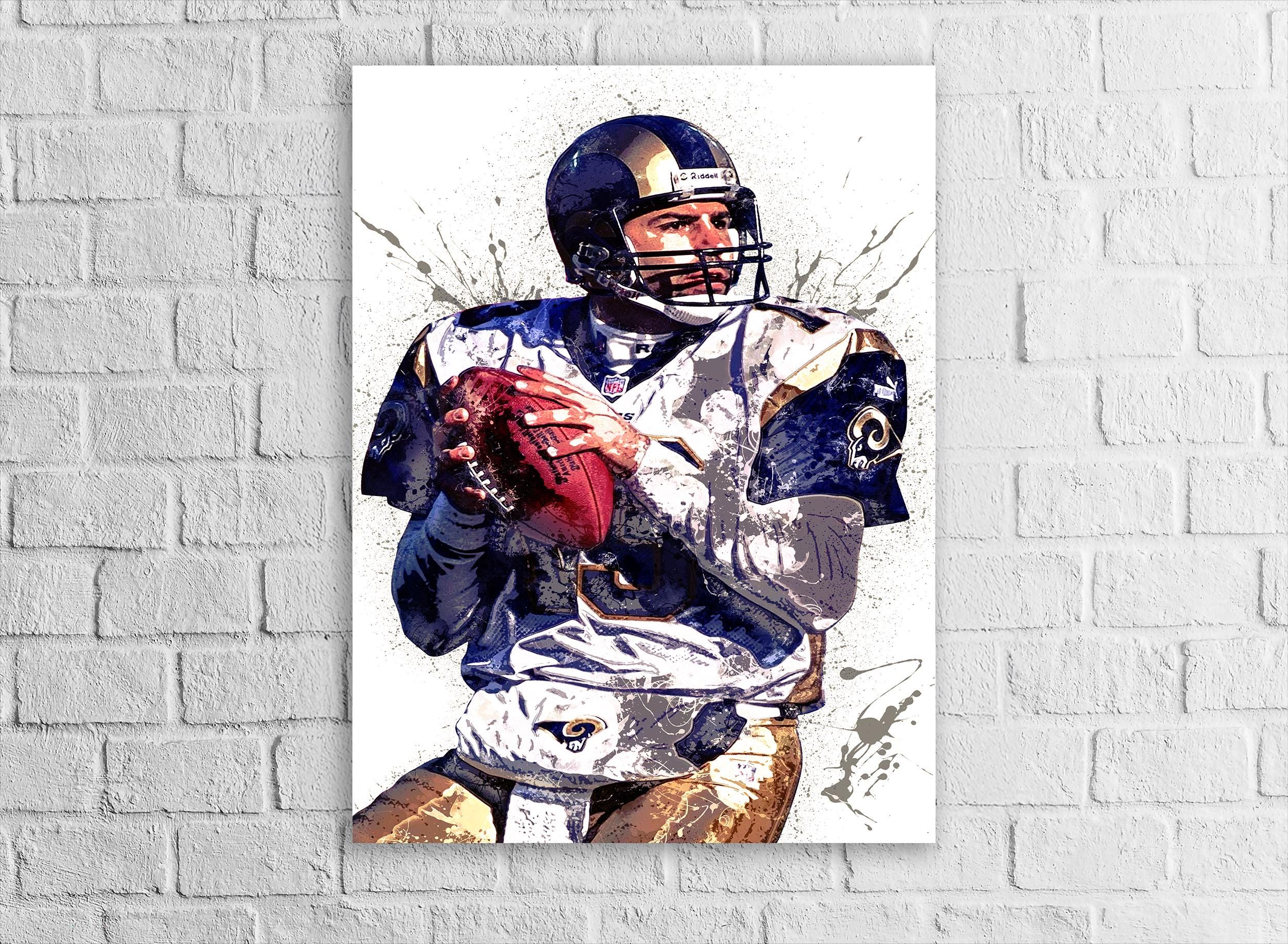 Kurt Warner Poster, Los Angeles Rams, Canvas Wrap or Museum-Quality Poster, Fine Art, Man Cave, Kids room, Office