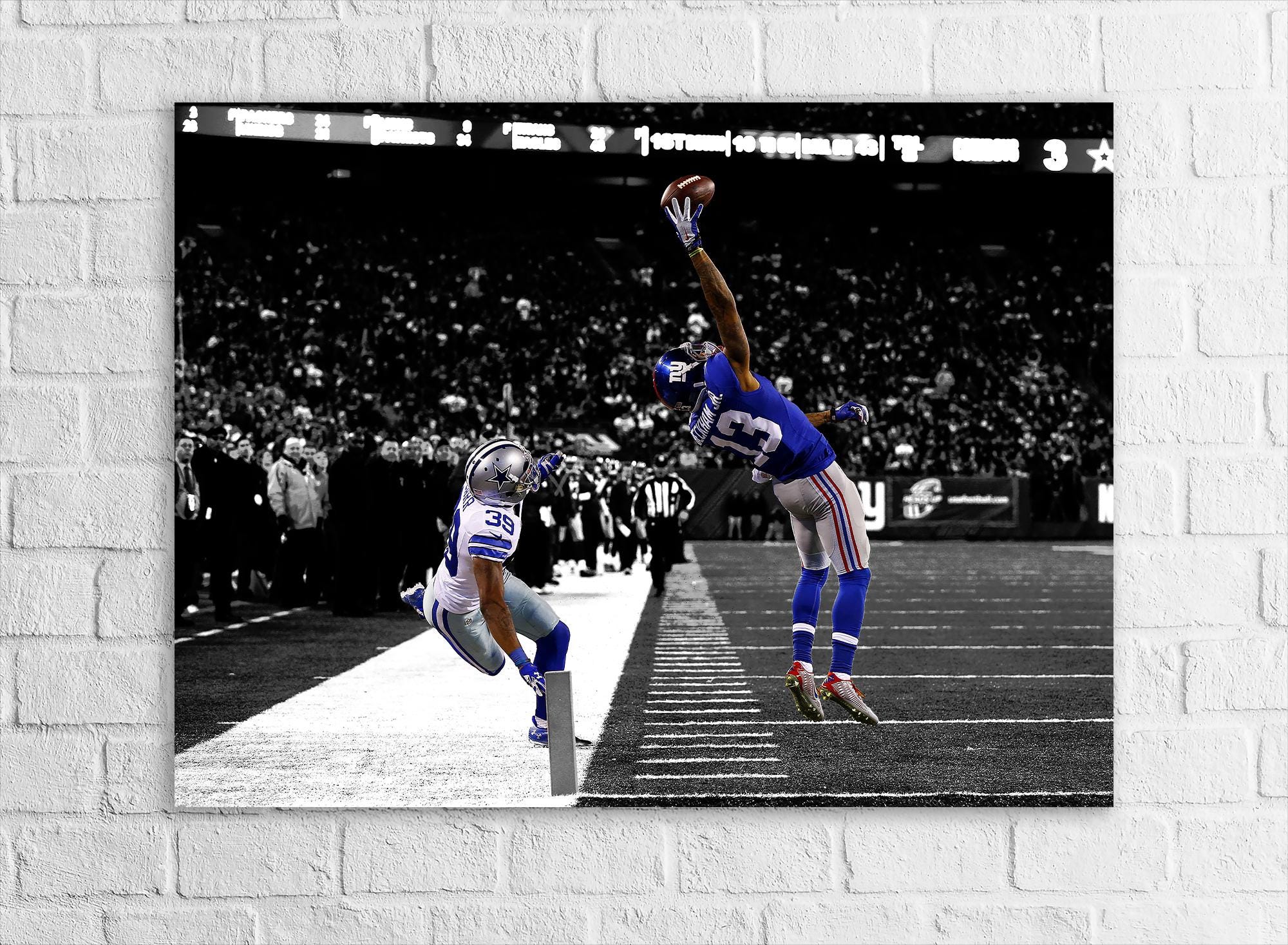 Odell Beckham Jr, "The Catch", New York Giants, Gallery Canvas Wrap or Premium Poster, Fine Art, Wall Decor for Man Cave, Kids room