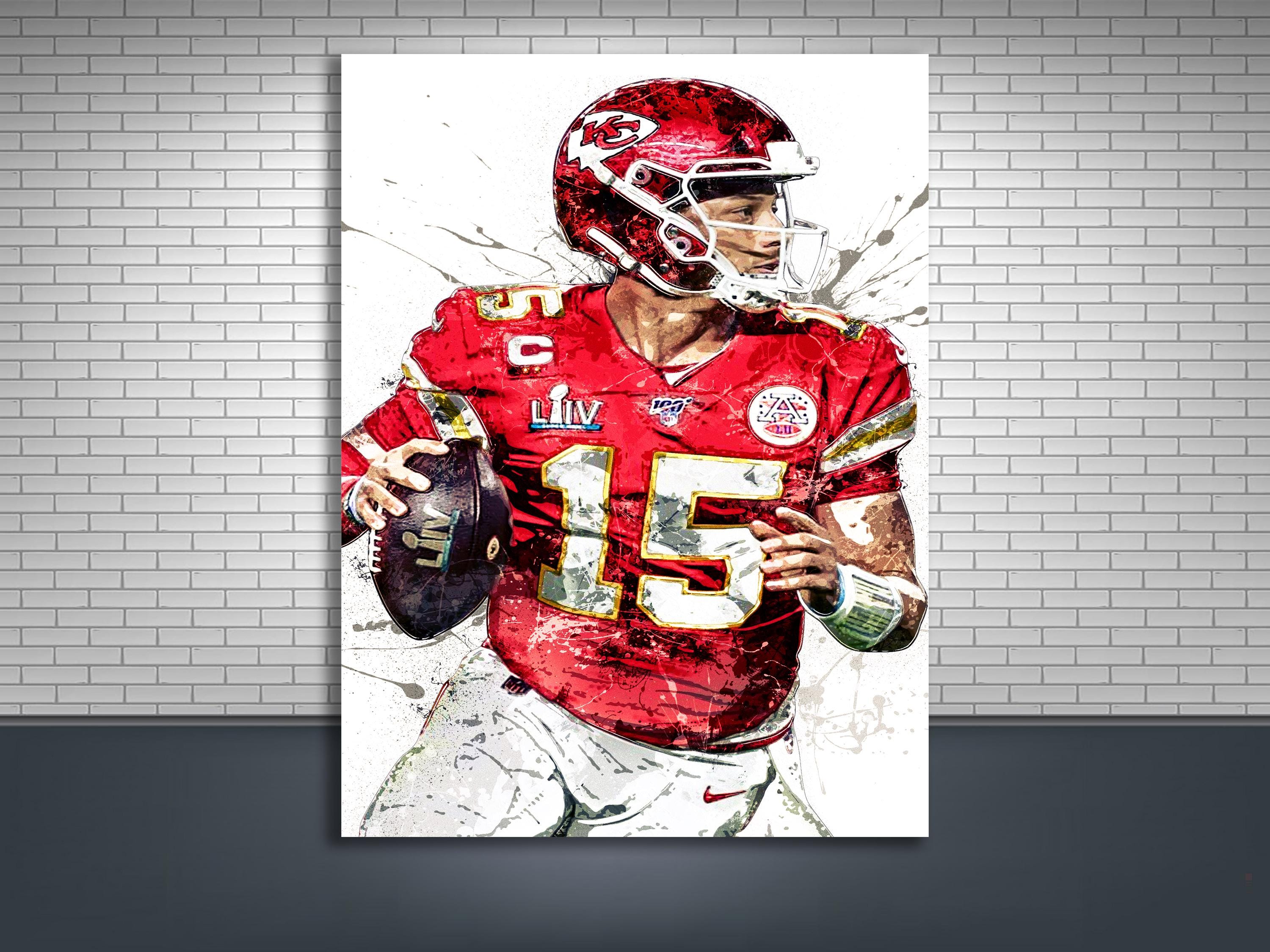 Patrick Mahomes Poster, Kansas City Chiefs, Gallery Canvas Wrap or Museum-Quality Poster, Fine Art, Man Cave, Kids room