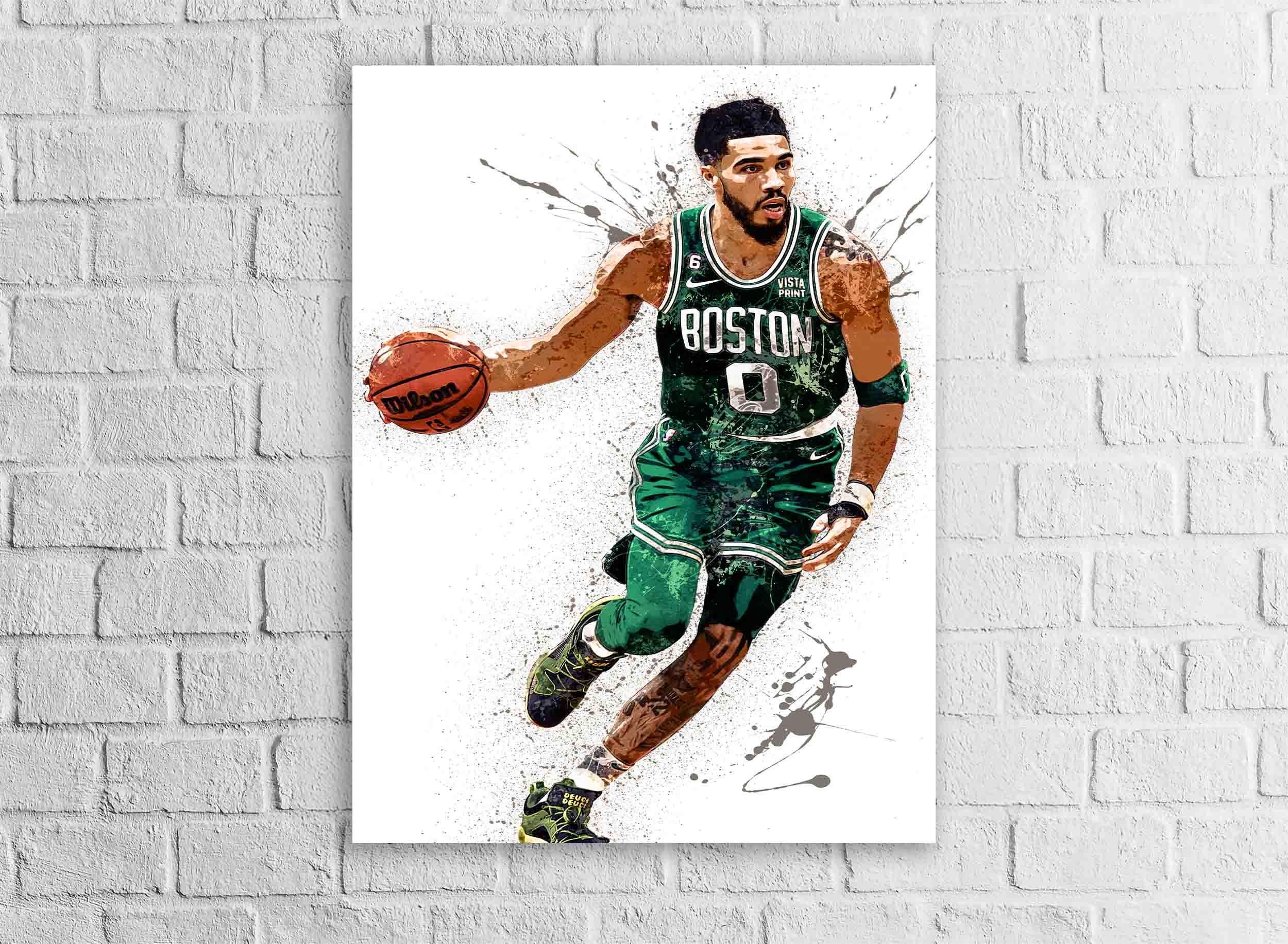 Jayson Tatum Poster, Boston Celtics, Gallery Canvas Wrap or Museum-Quality Poster, Fine Art, Wall Decor for Man Cave, Kids room, Dorm Room