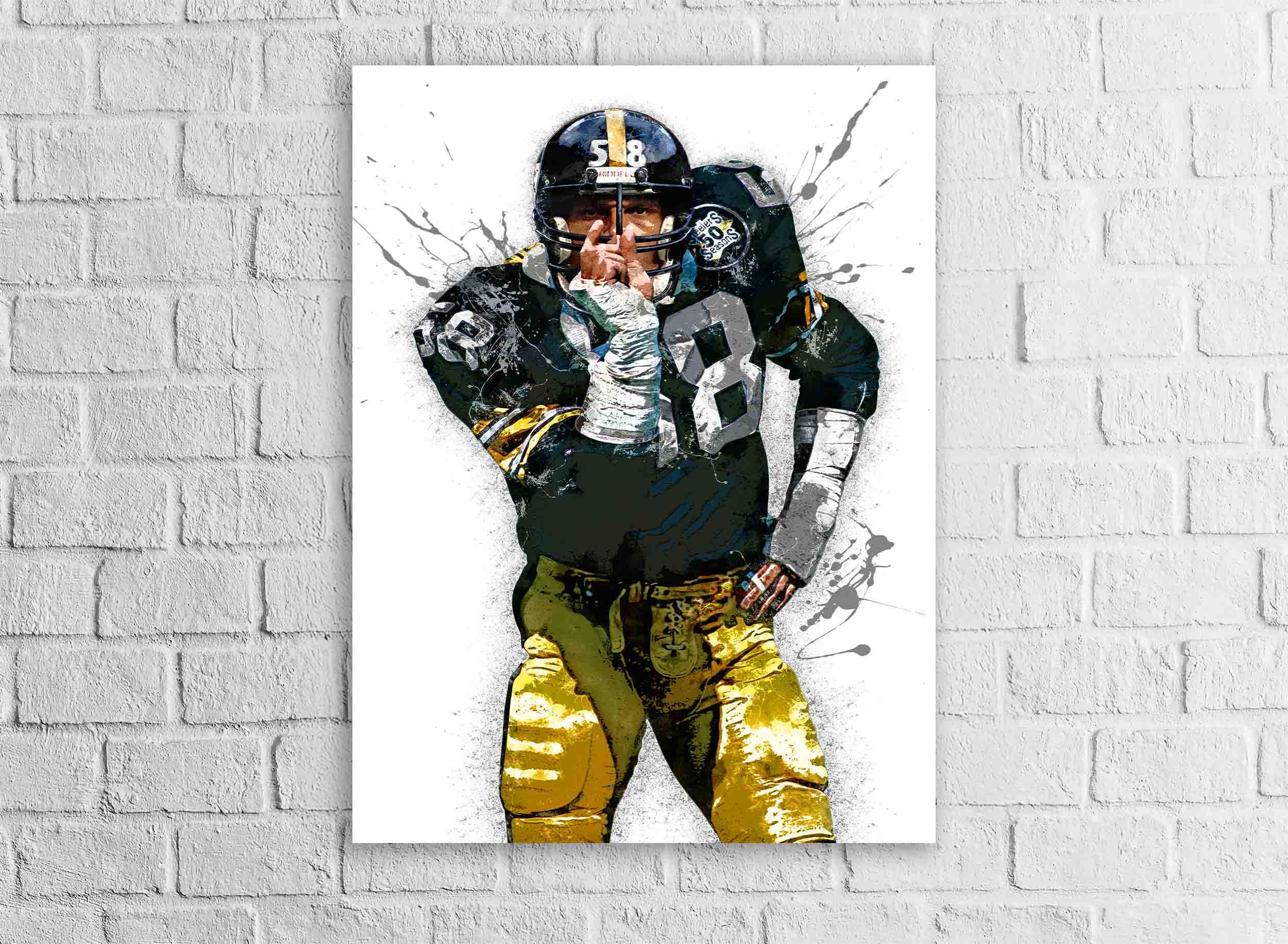 Jack Lambert Poster, Pittsburgh Steelers, Gallery Canvas Wrap or Museum-Quality Poster, Man Cave, Kids room, Dorm, Office