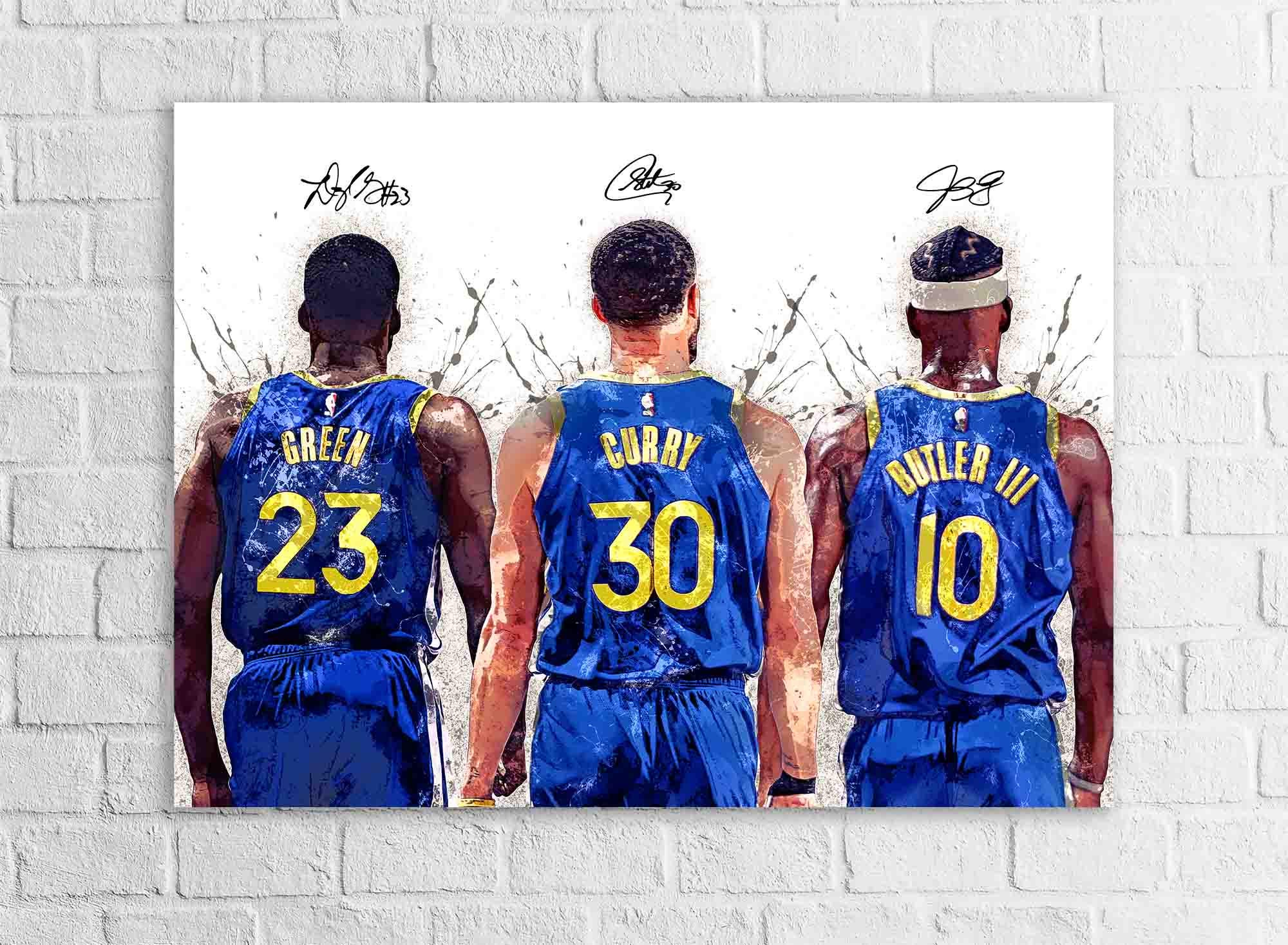 Steph Curry, Draymond Green, Jimmy Butler Poster, Golden State Warriors, Gallery Canvas Wrap, Man Cave, Kids room, Dorm Room, Office