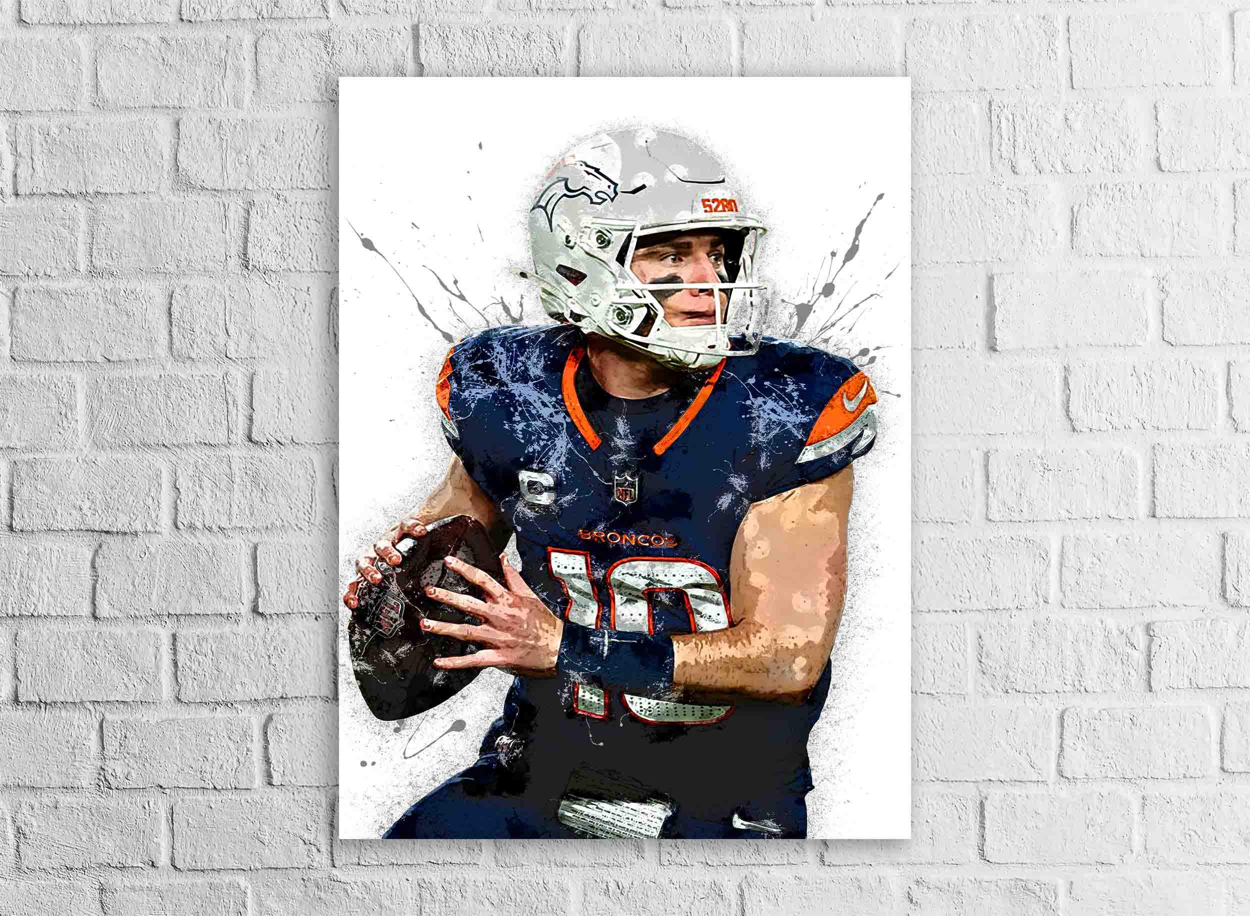 Bo Nix Poster, Denver Broncos, Gallery Canvas Wrap or Museum-Quality Poster, Fine Art, Wall Decor for Man Cave, Kids room