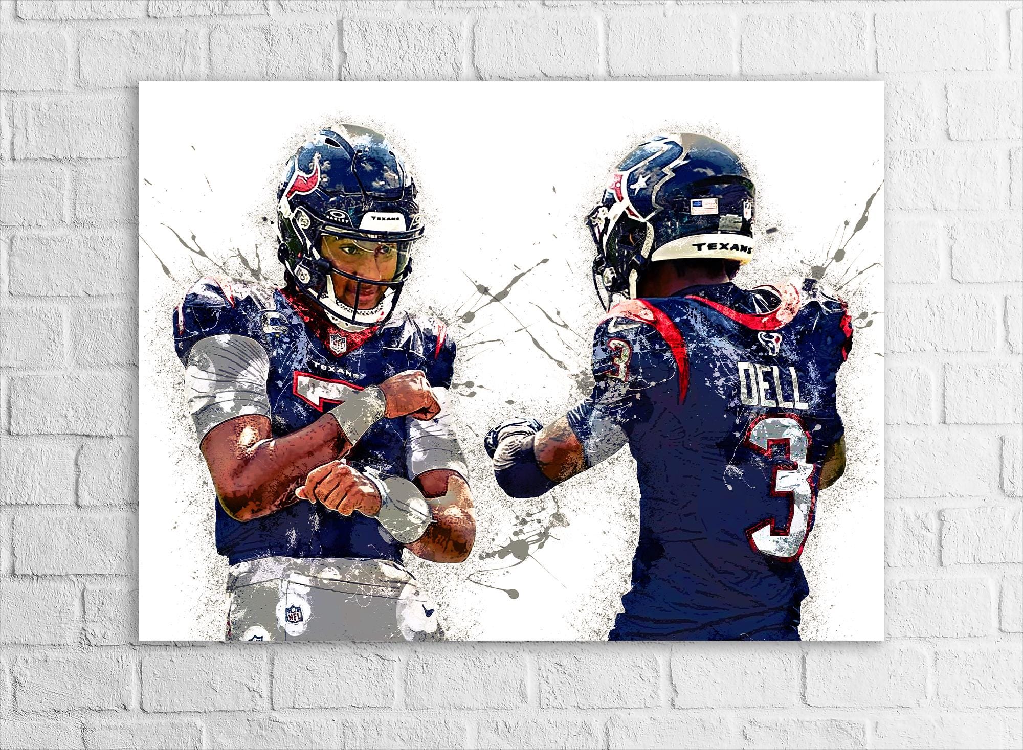 CJ Stroud, Tank Dell, Houston Texans, Gallery Canvas Wrap or Museum-Quality Poster, Man Cave, Kids room, Dorm Room, Office