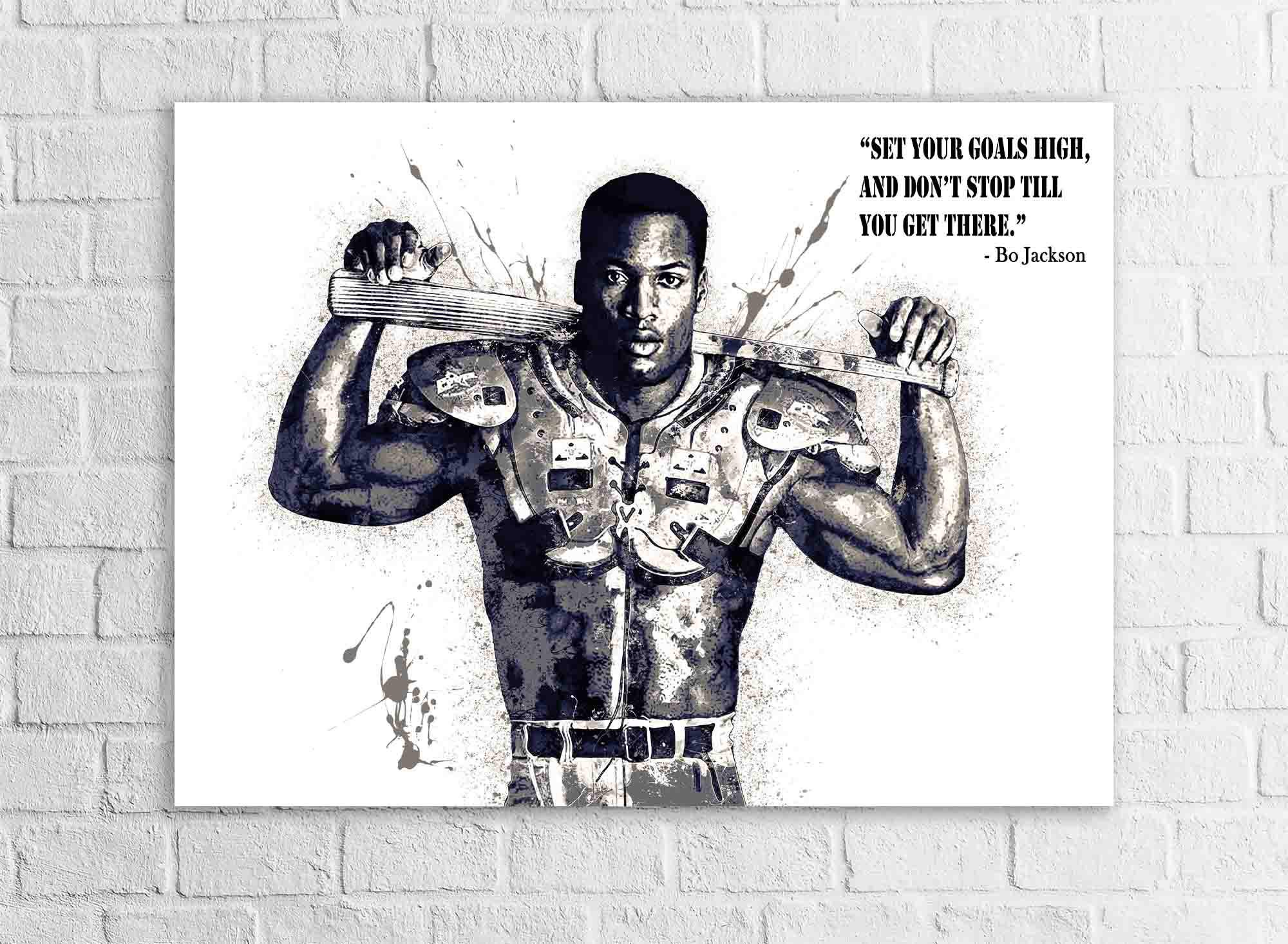 Bo Jackson Poster, Quote, Gallery Canvas Wrap or Museum-Quality Poster, Fine Art, Man Cave, Kids room, Office