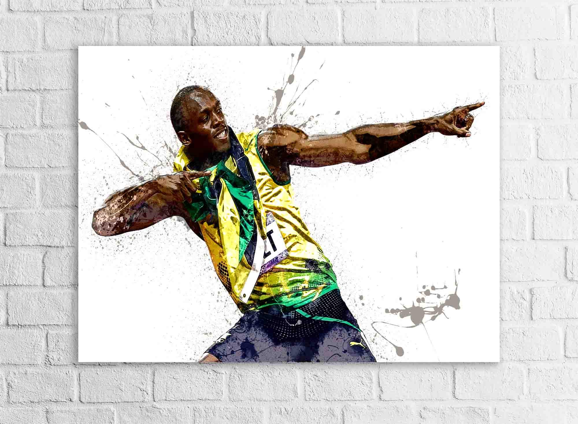Usain Bolt, Gallery Canvas Wrap or Museum-Quality Poster, Wall Decor, Man Cave, Kids room, Office