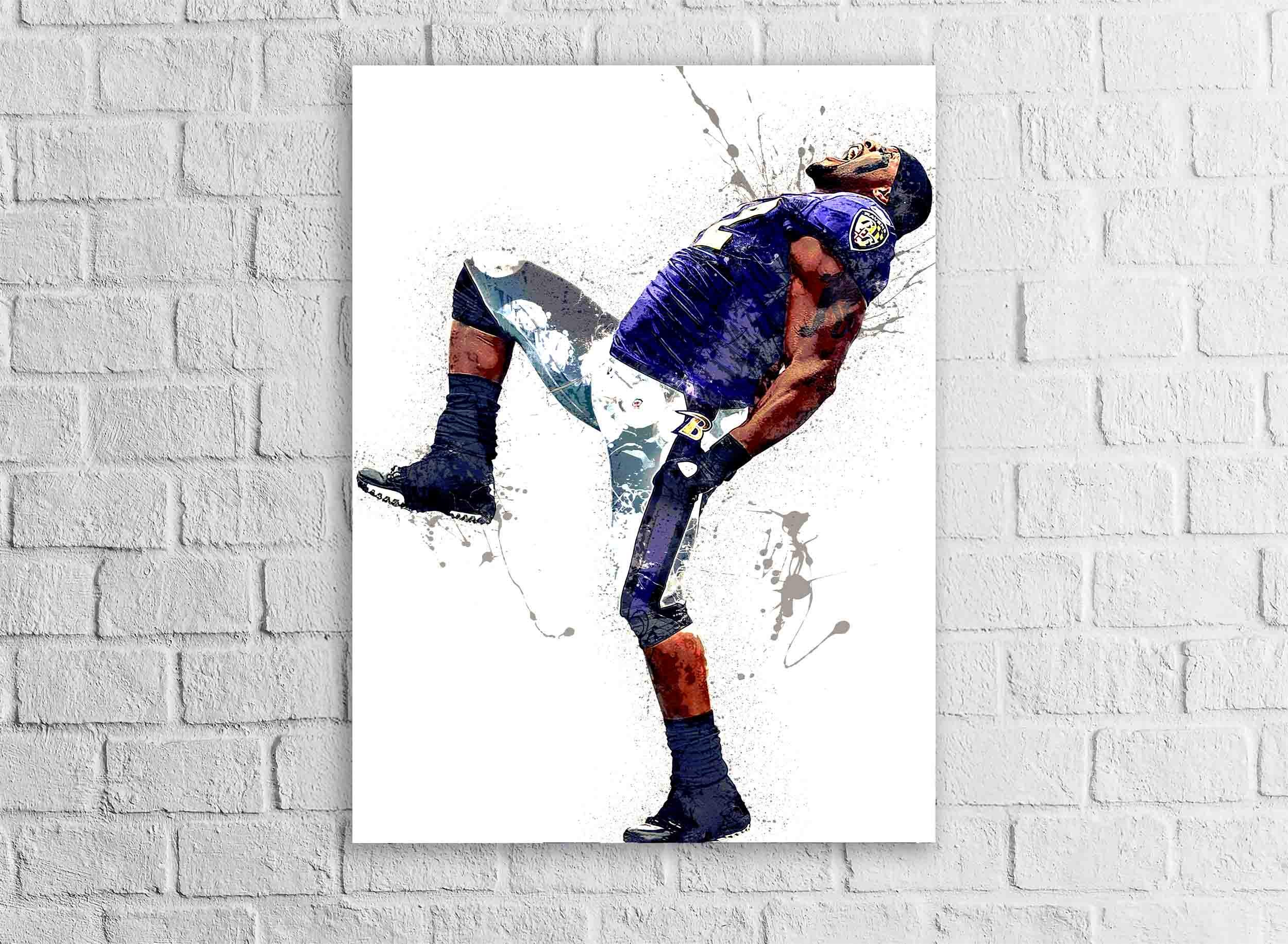 Ray Lewis Poster, Baltimore Ravens, Gallery Canvas Wrap or Museum-Quality Poster, Fine Art, Wall Decor for Man Cave, Kids room