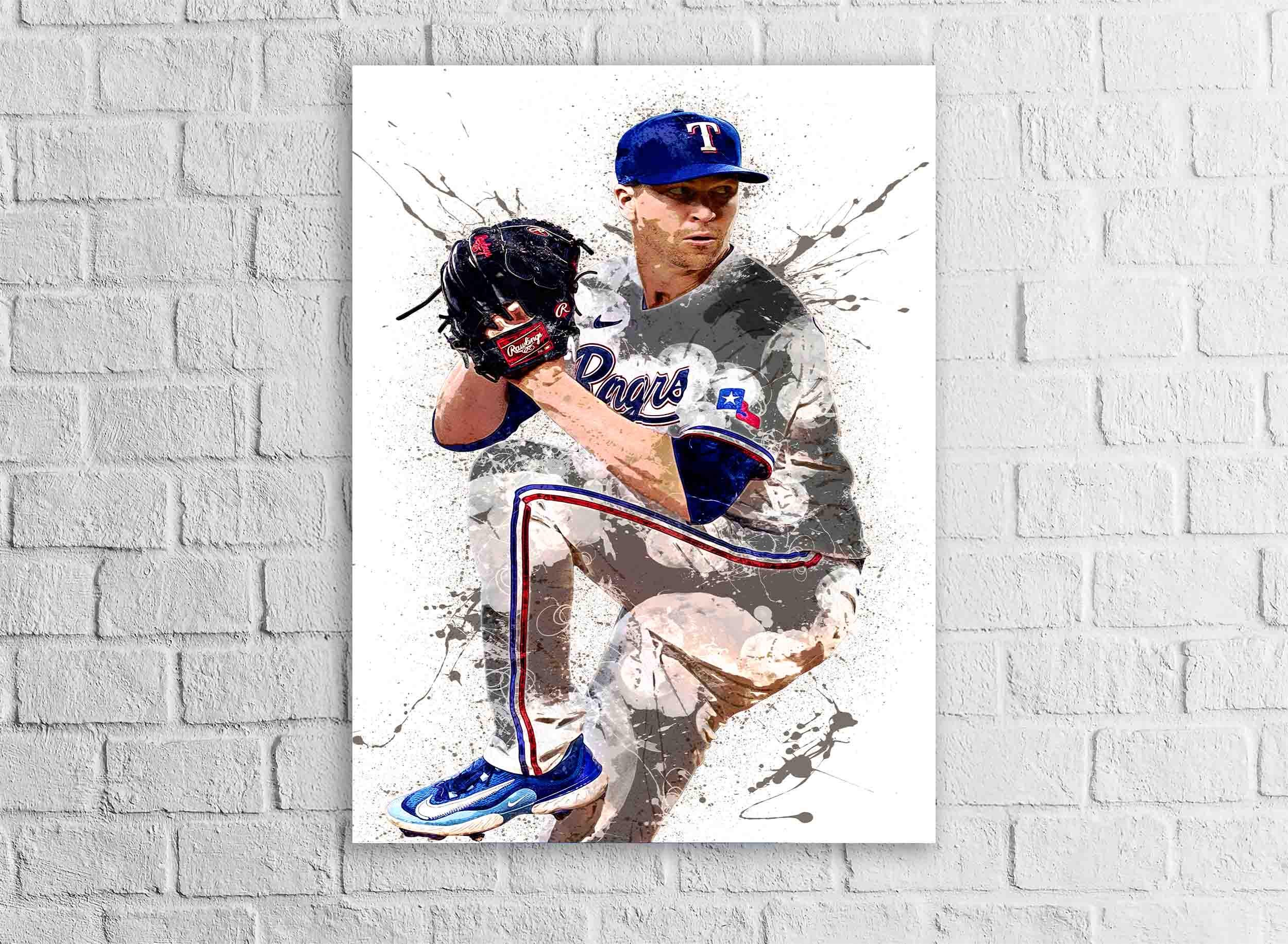 Jacob deGrom Poster, Texas Rangers, Gallery Canvas Wrap or Museum-Quality Poster, Man Cave, Kids room, Office