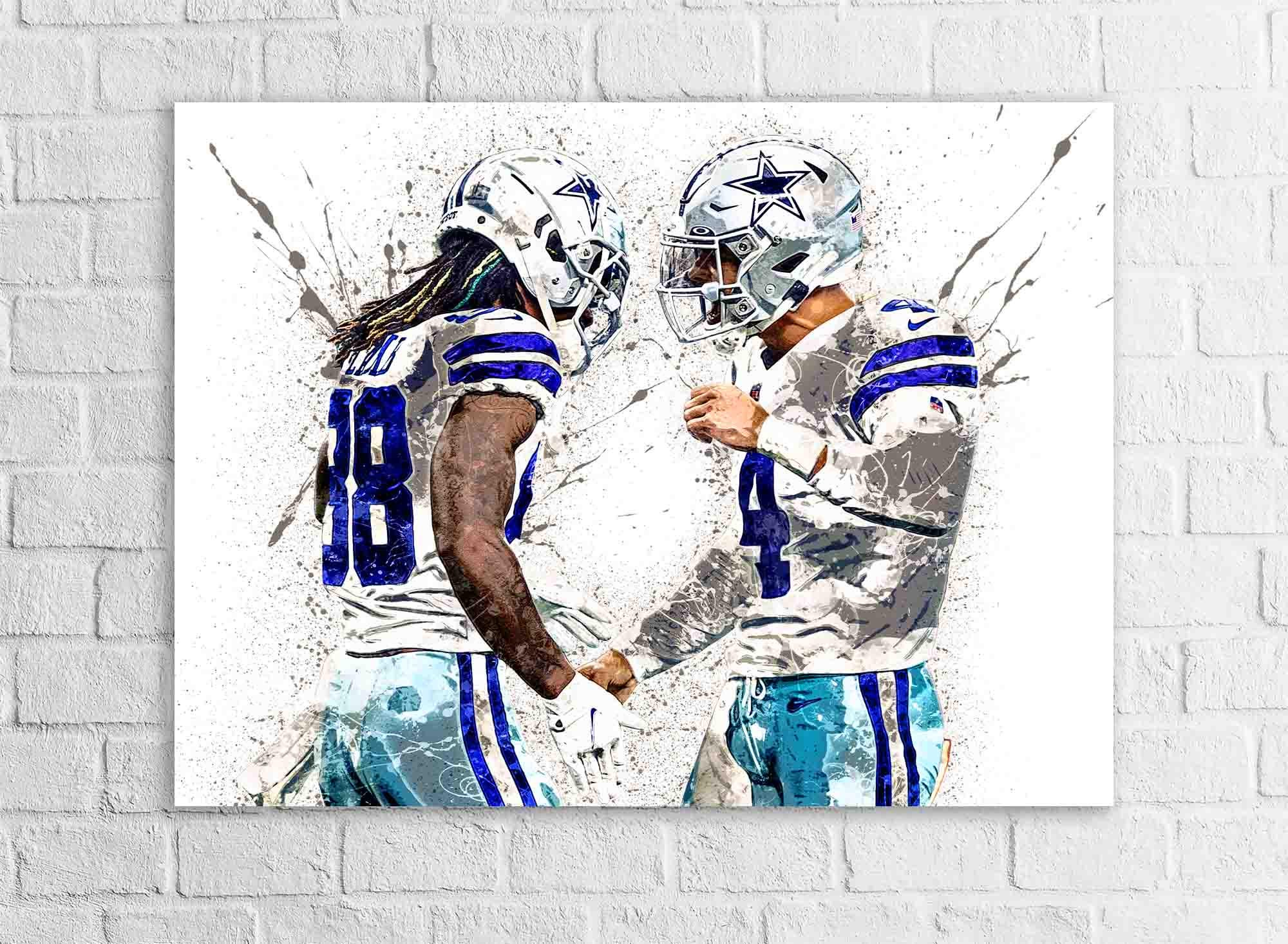 Dak Prescott, CeeDee Lamb, Dallas Cowboys Gallery Canvas Wrap, Museum-Quality Poster, Wall Art, Man Cave, Kids room, Office