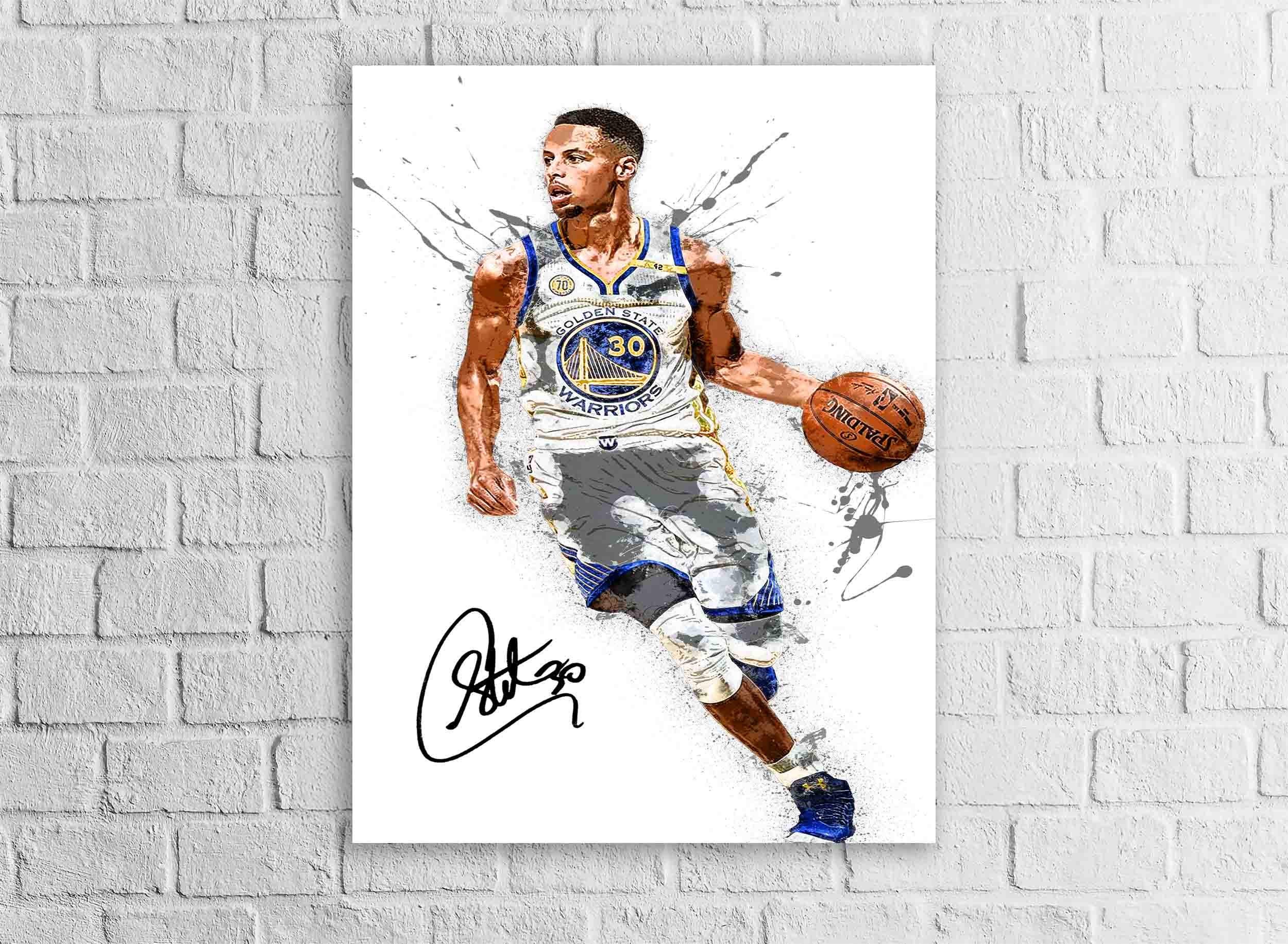 Stephen Curry Poster, Golden State Warriors, Gallery Canvas Wrap or Premium Poster, Fine Art Quality, Man Cave, Kids room, Dorm Room, Office