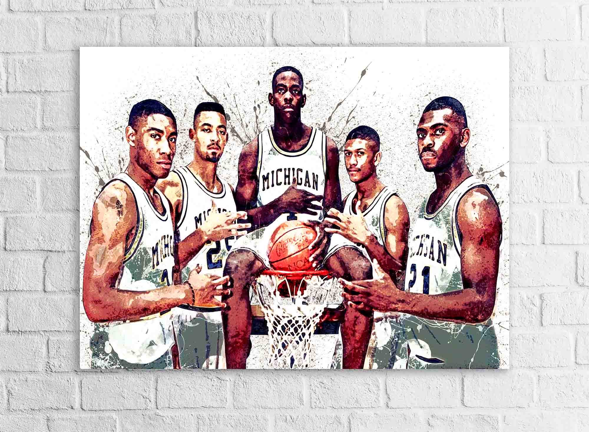 Fab 5 Poster, Michigan Wolverines, Gallery Canvas Wrap or Museum-Quality Poster, Fine Art, Man Cave, Kids room, Dorm Room
