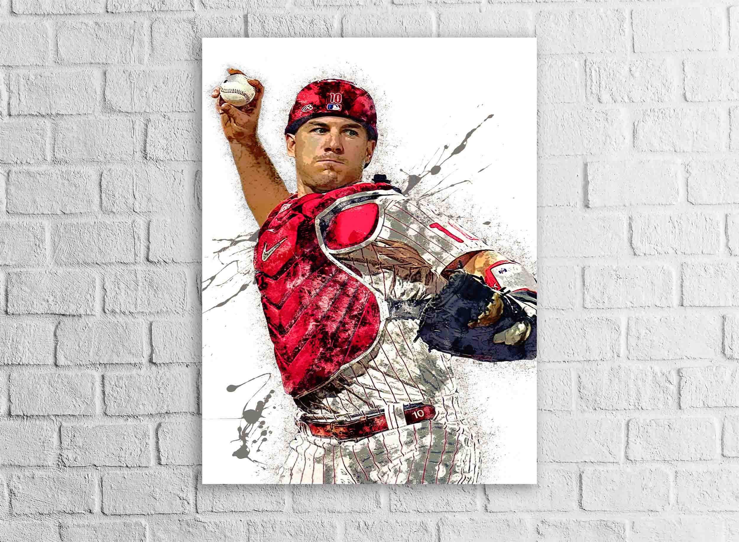 JT Realmuto Poster, Philadelphia Phillies, Gallery Canvas Wrap or Museum-Quality Poster Print, Fine Art, Man Cave, Office or Kids Room
