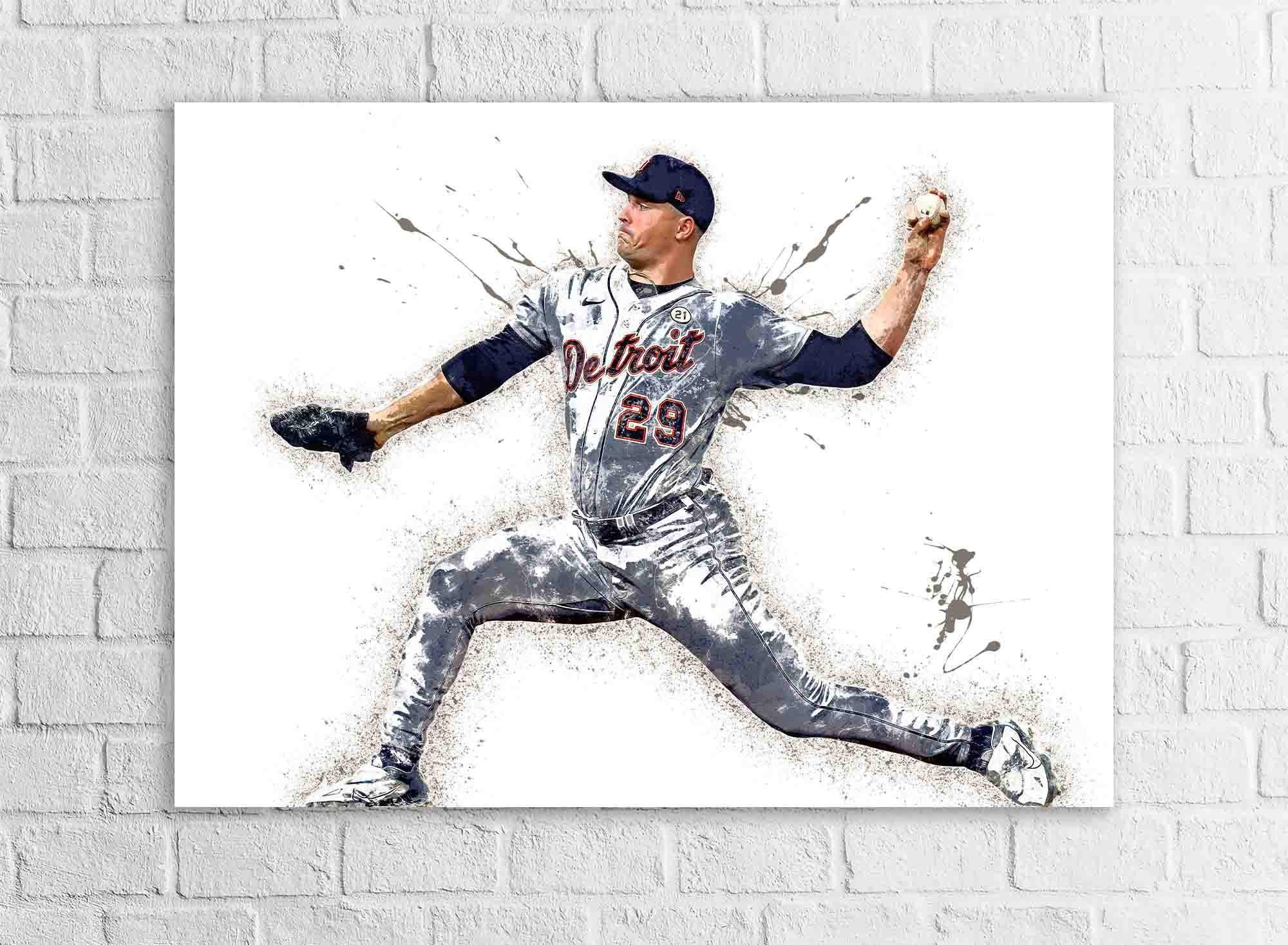 Tarik Skubal Poster, Detroit Tigers, Gallery Canvas Wrap, Fine Art, Wall Decor for Man Cave, Kids room, Dorm Room