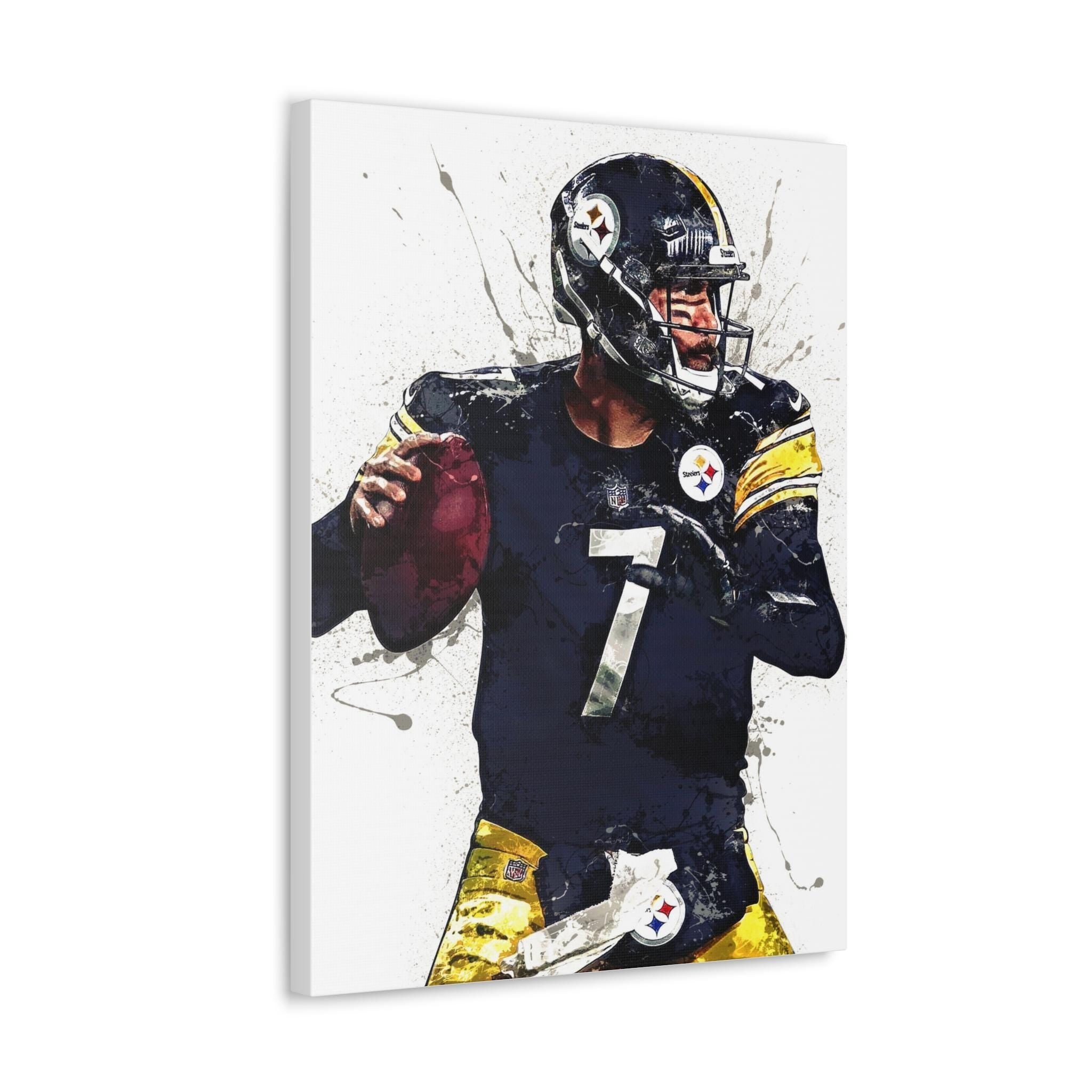 Ben Roethlisberger Poster, Pittsburgh Steelers, Gallery Canvas Wrap or Premium Poster, Fine Art, Wall Decor for Man Cave, Kids room, Dorm