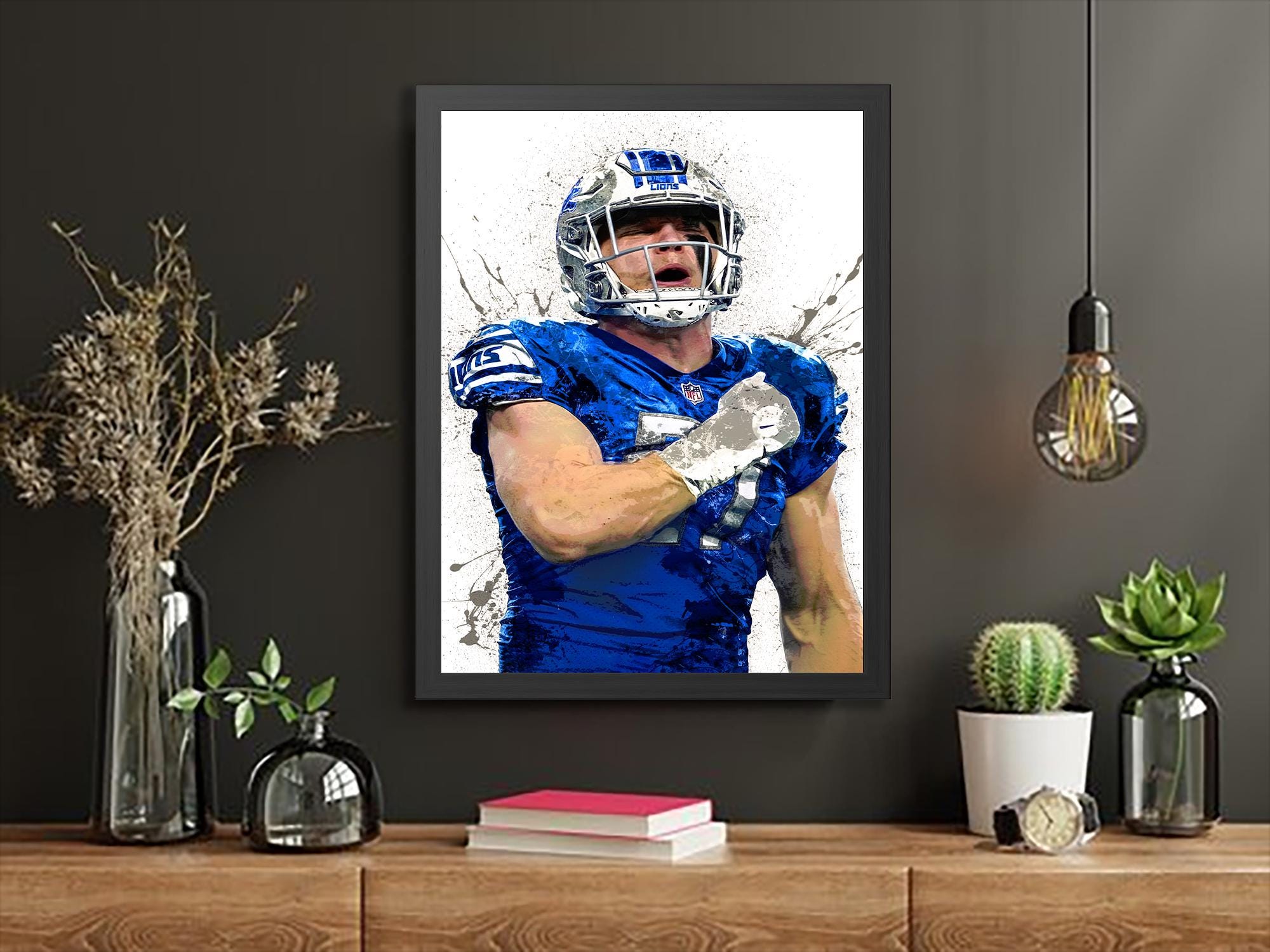 Aidan Hutchinson Poster, Detroit Lions, Gallery Canvas Wrap, Museum-Quality Poster, Wall Art, Man Cave, Kids room, Office