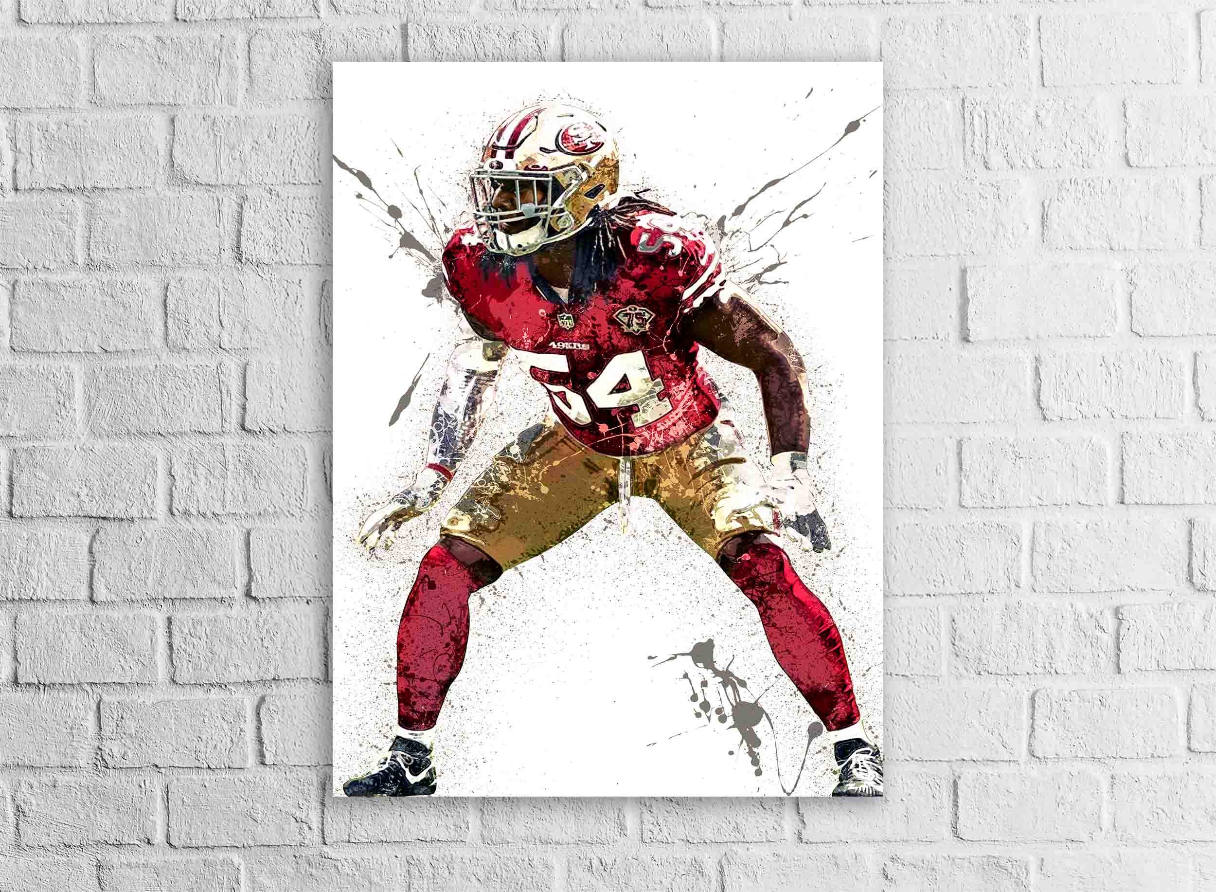Fred Warner, San Francisco 49ers, Gallery Canvas Wrap or Museum-Quality Poster, Fine Art, Wall Decor for Man Cave, Kids room, Dorm
