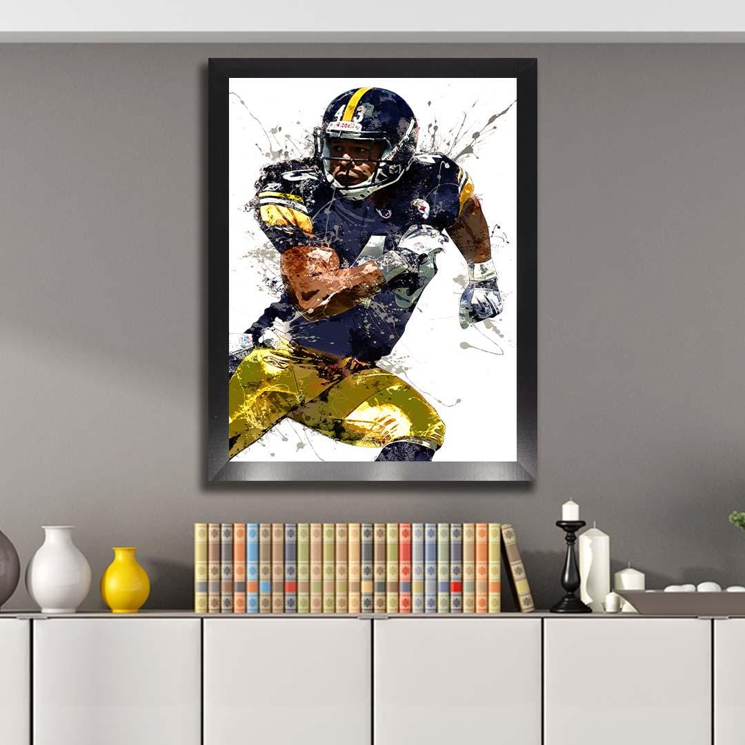Troy Polamalu Poster, Pittsburgh Steelers, Gallery Canvas Wrap or Museum-Quality Poster, Fine Art, Wall Decor for Man Cave, Kids room, Dorm