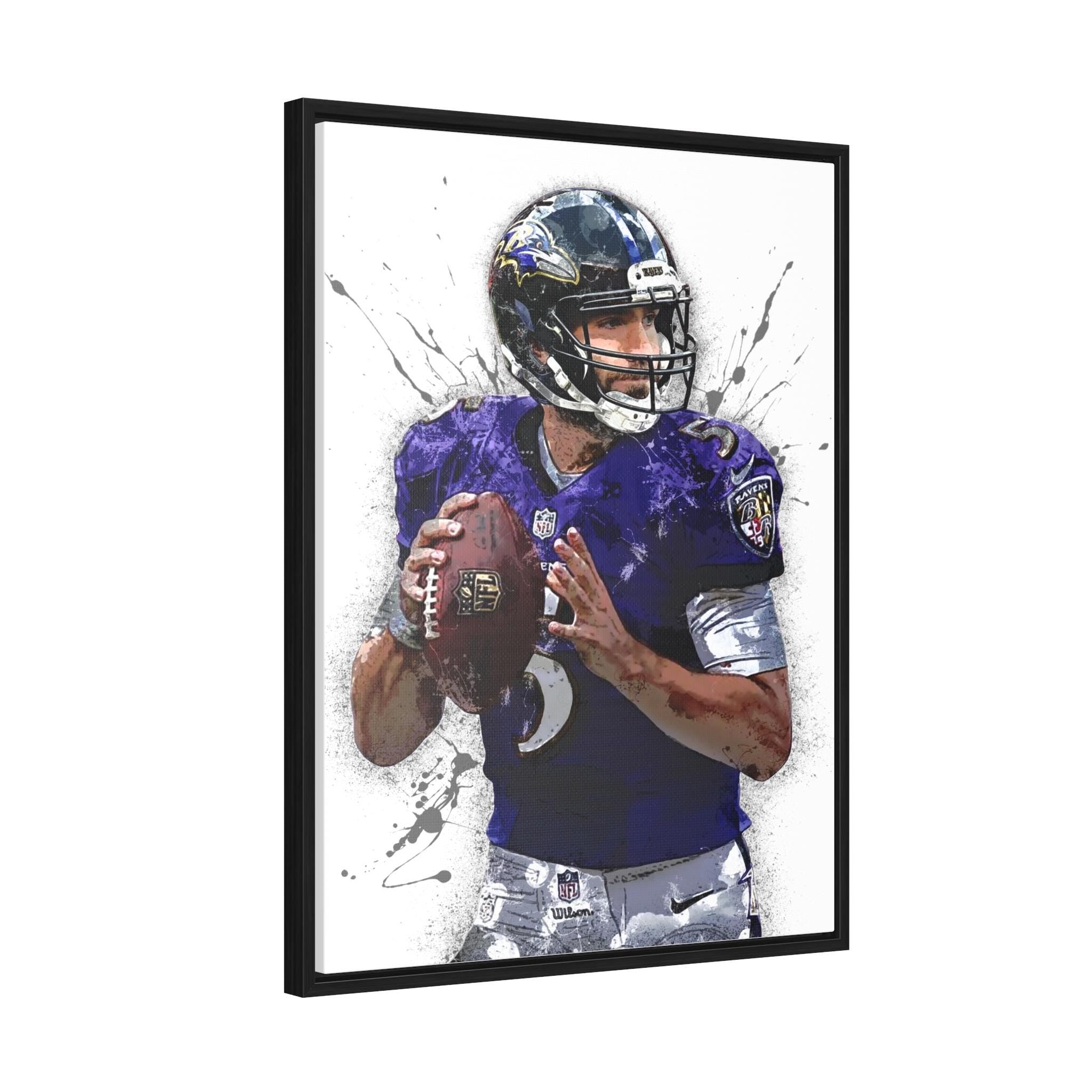 Joe Flacco Print, Baltimore Ravens, Gallery Canvas Wrap or Museum-Quality Poster, Fine Art, Wall Decor for Man Cave, Kids room