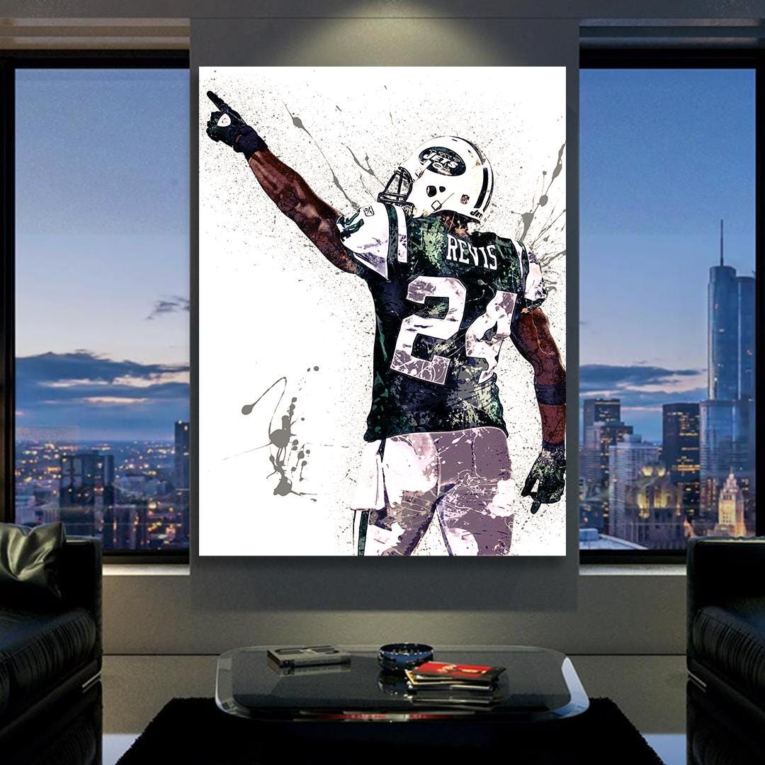 Darrelle Revis Poster, NY Jets, Gallery Canvas Wrap or Premium Poster, Fine Art, Man Cave, Kids room