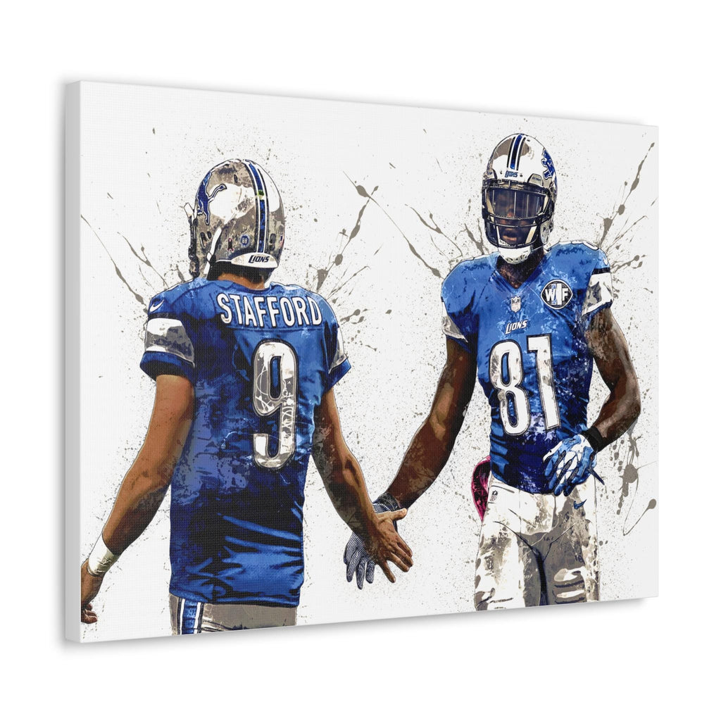 Matthew Stafford, Calvin Johnson, Detroit Lions, Gallery Canvas Wrap, Museum-Quality Poster, Wall Art, Man Cave, Kids room, Office