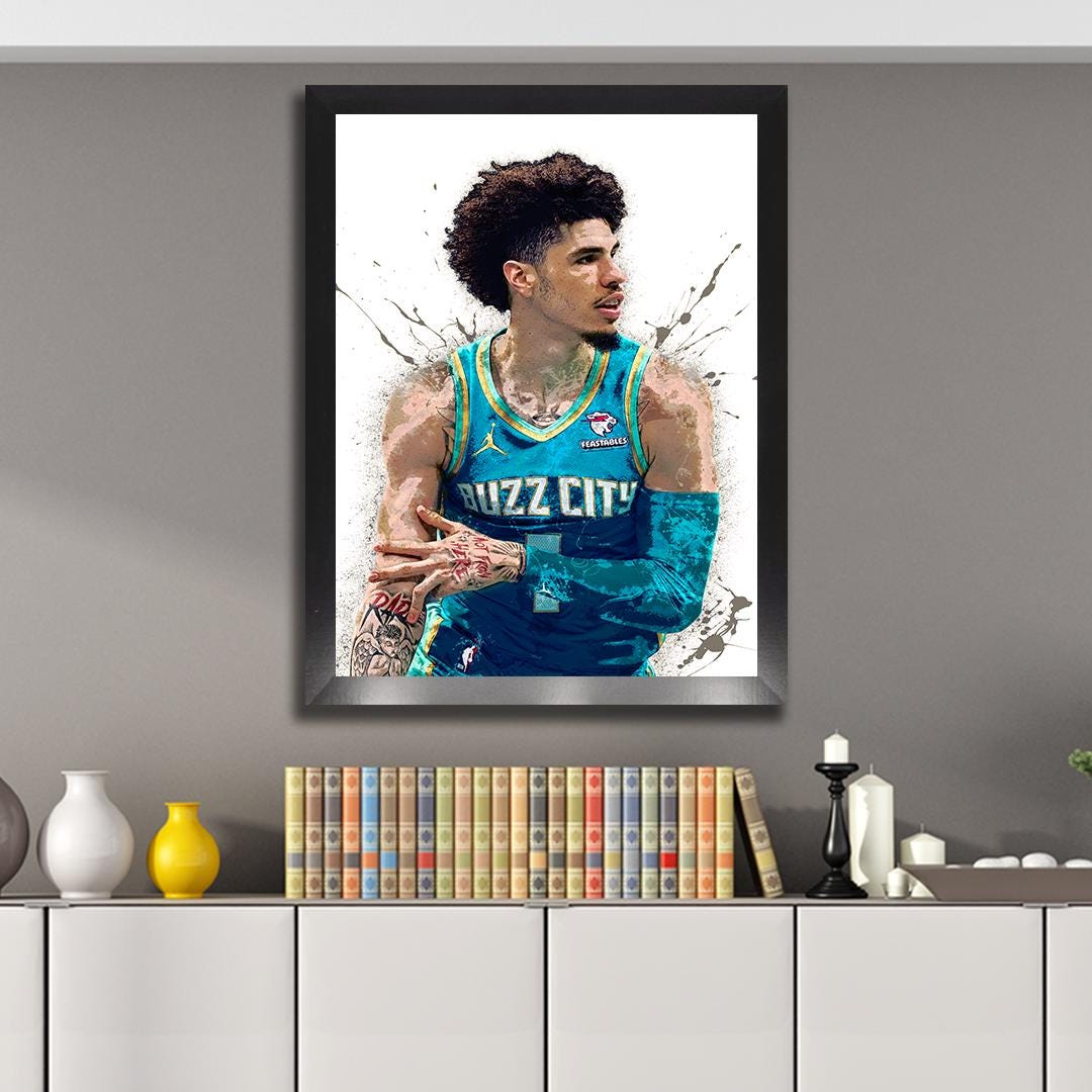 LaMelo Ball Poster, Charlotte Hornets, Gallery Canvas Wrap or Museum-Quality Poster, Fine Art, Man Cave, Kids room, Dorm Room, Office