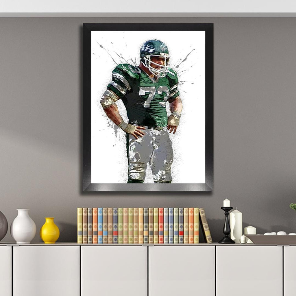 Joe Klecko NY Jets Poster: Fine Art Canvas Wrap, Man Cave Decor