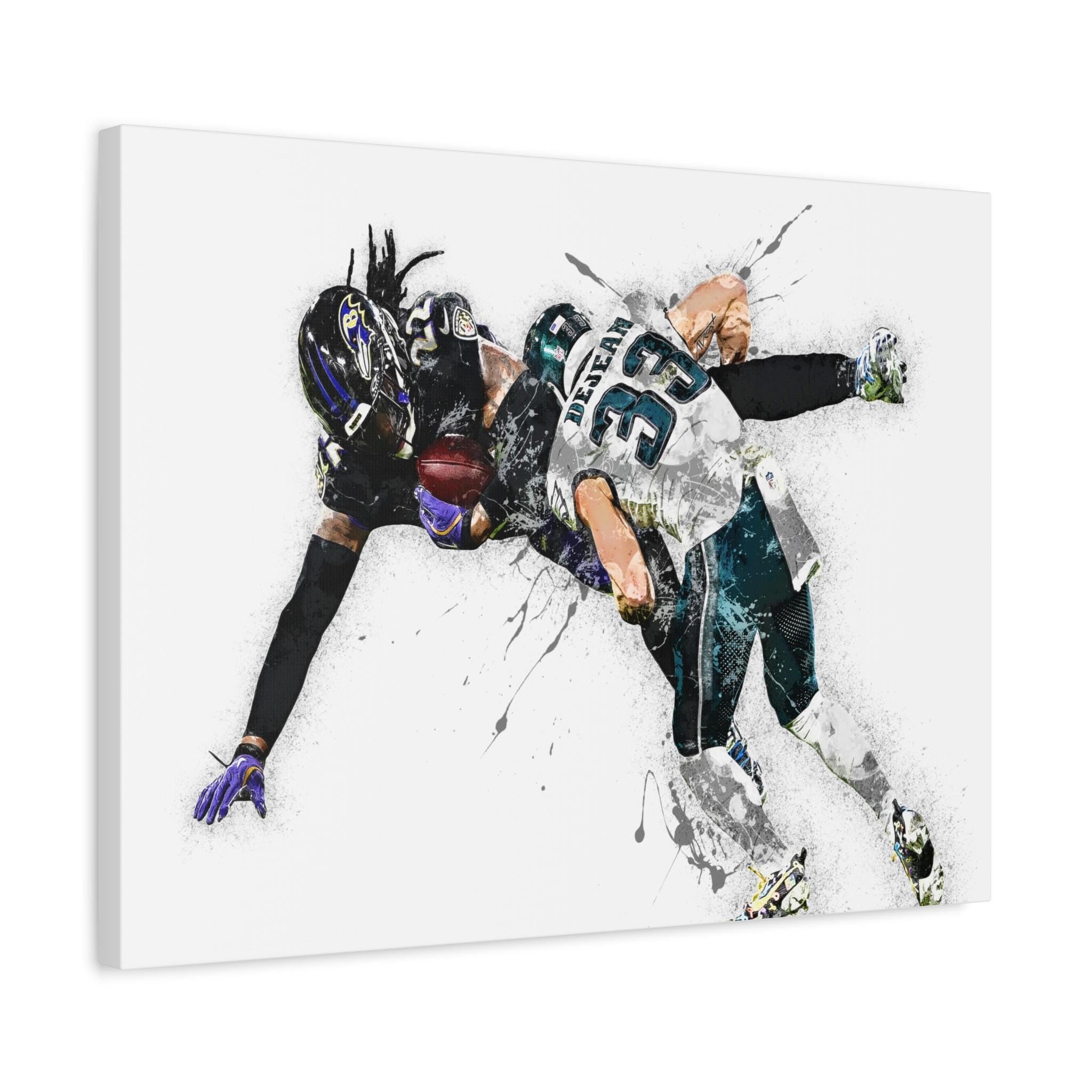 Cooper DeJean, Iconic Tackle Derrick Henry, Philadelphia Eagles, Canvas Wrap or Museum-Quality Poster, Wall Decor for Man Cave, Kids room