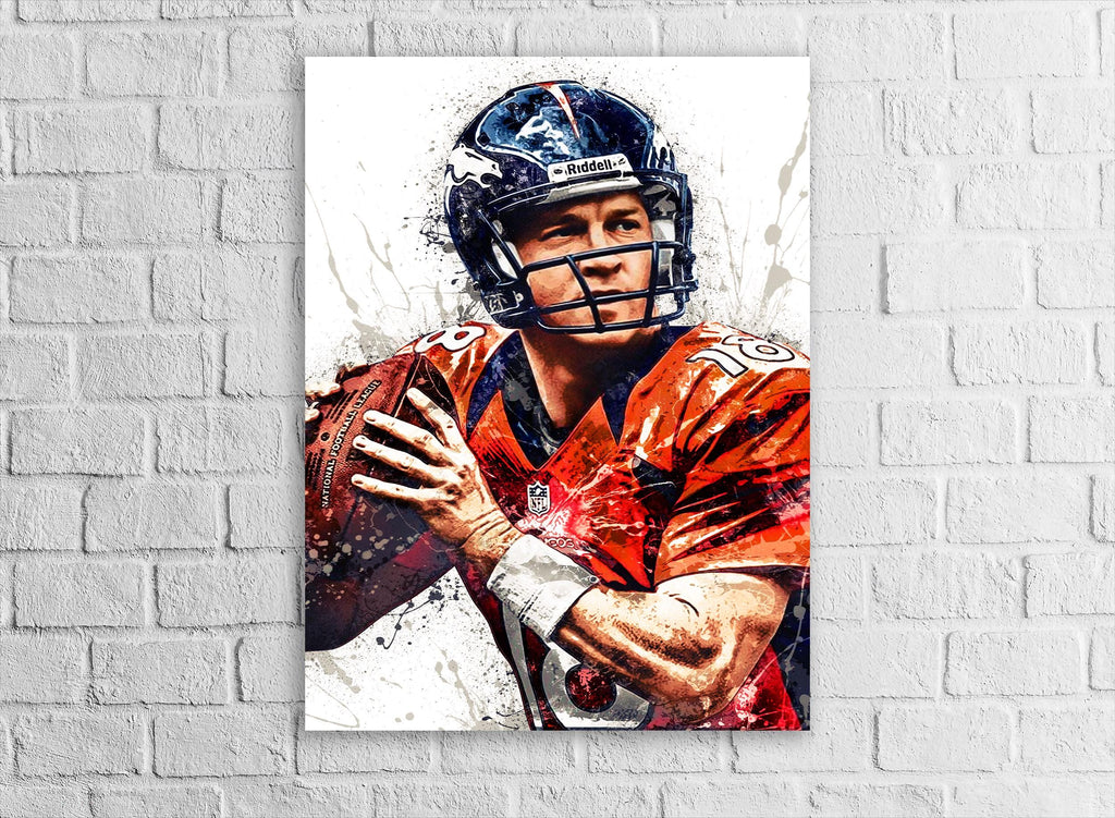 Peyton Manning - Denver Broncos Fine Art Poster or Canvas Wrap: Sports Fan Gift