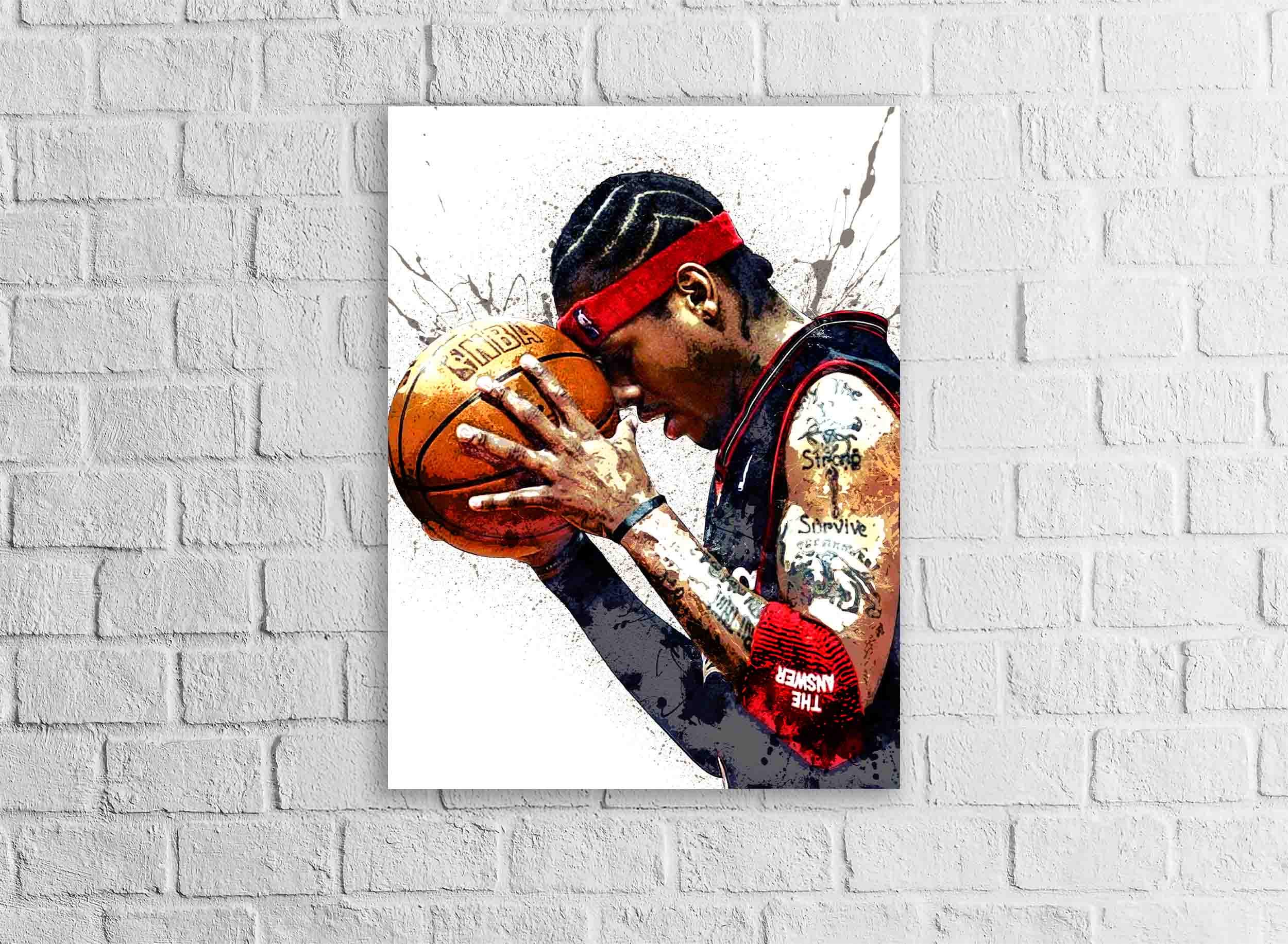 Allen Iverson Poster, Philadelphia 76ers, Gallery Canvas Wrap or Museum-Quality Poster, Fine Art, Man Cave, Kids room, Dorm Room