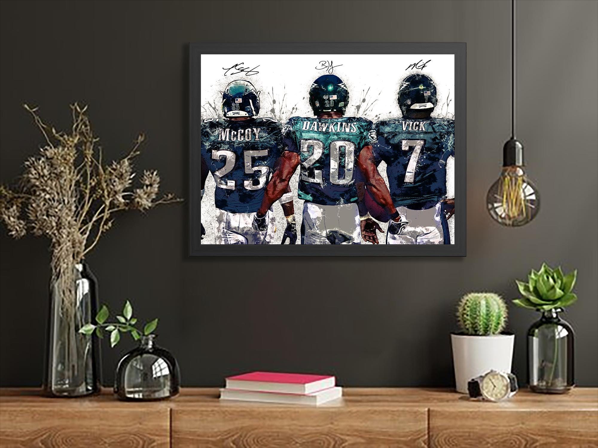 Brian Dawkins, Michael Vick, LeSean McCoy, Philadelphia Eagles, Canvas Wrap or Museum-Quality Poster, Fine Art, Man Cave, Kids room