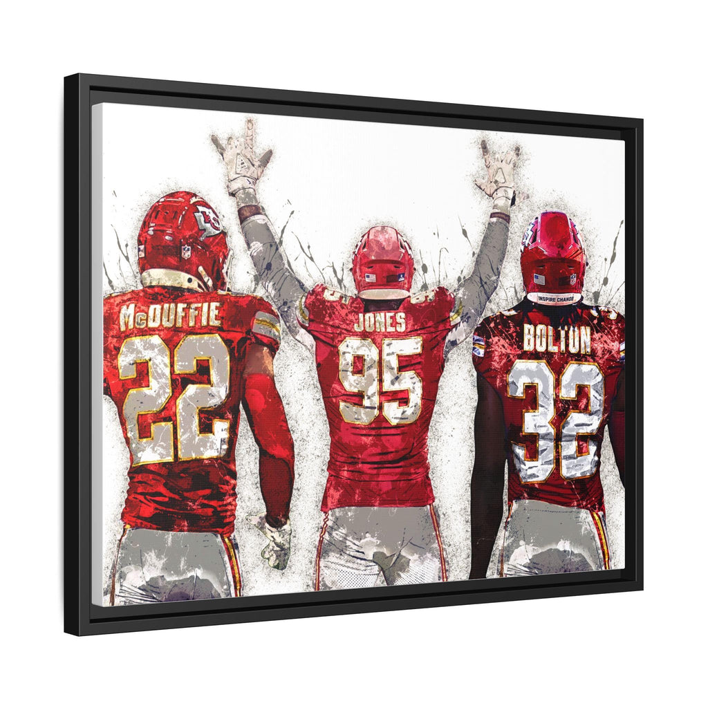 Chris Jones, Nick Bolton, Trent McDuffie, Kansas City Chiefs, Gallery Canvas Wrap or Premium Poster Print, Fine Art, Man Cave, Kids room