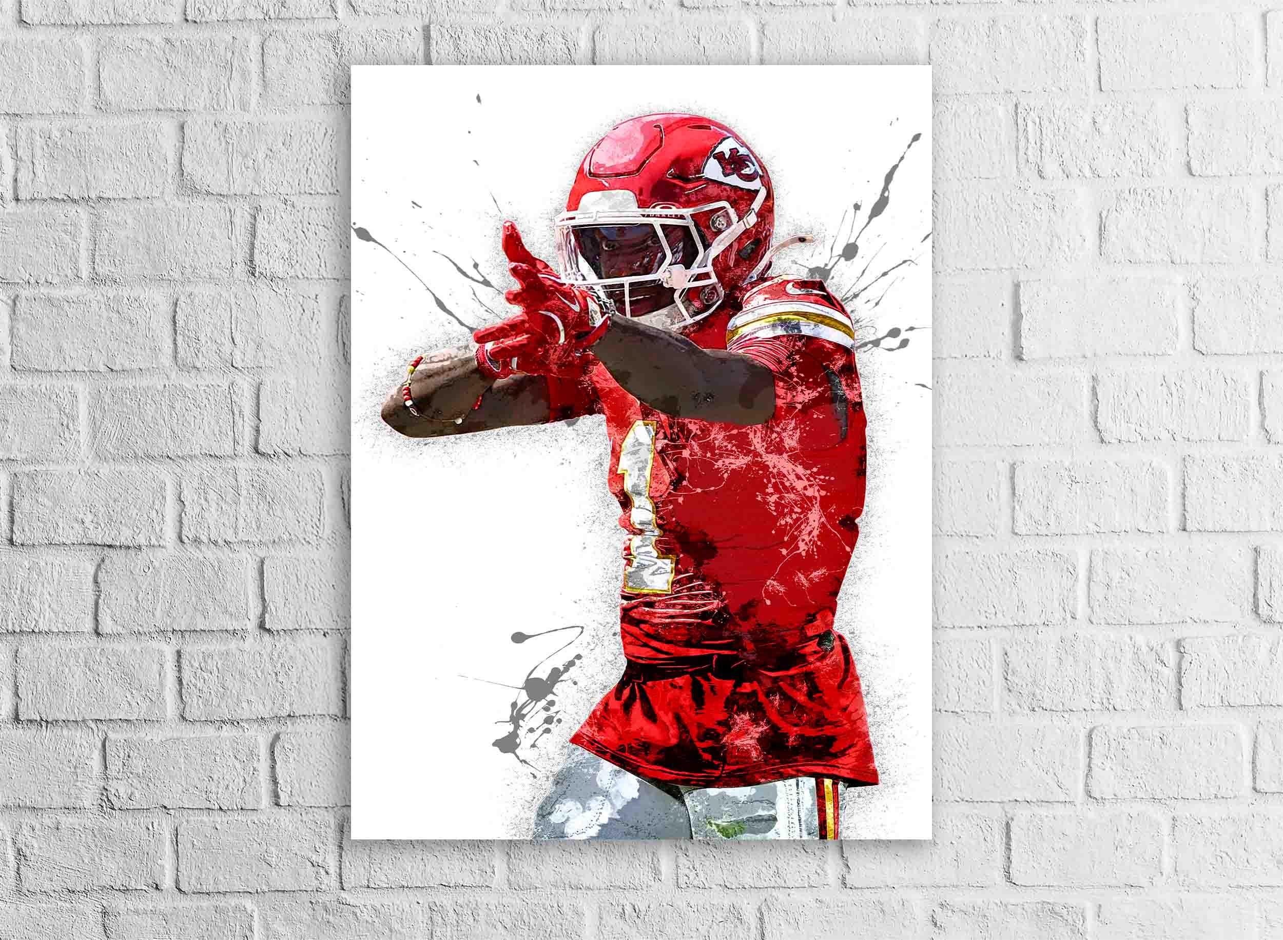 Xavier Worthy Poster, Kansas City Chiefs, Gallery Canvas Wrap or Museum-Quality Poster, Fine Art, Man Cave, Kids room