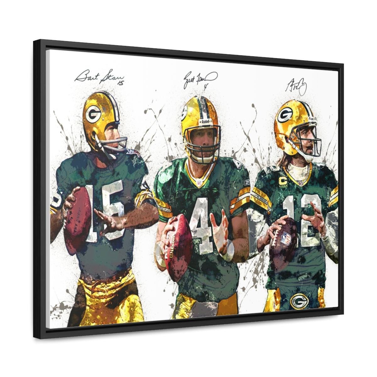 Aaron Rodgers, Brett Favre, Bart Starr Green bay Packers, Gallery Canvas Wrap or Museum-Quality Poster, Man Cave, Kids room
