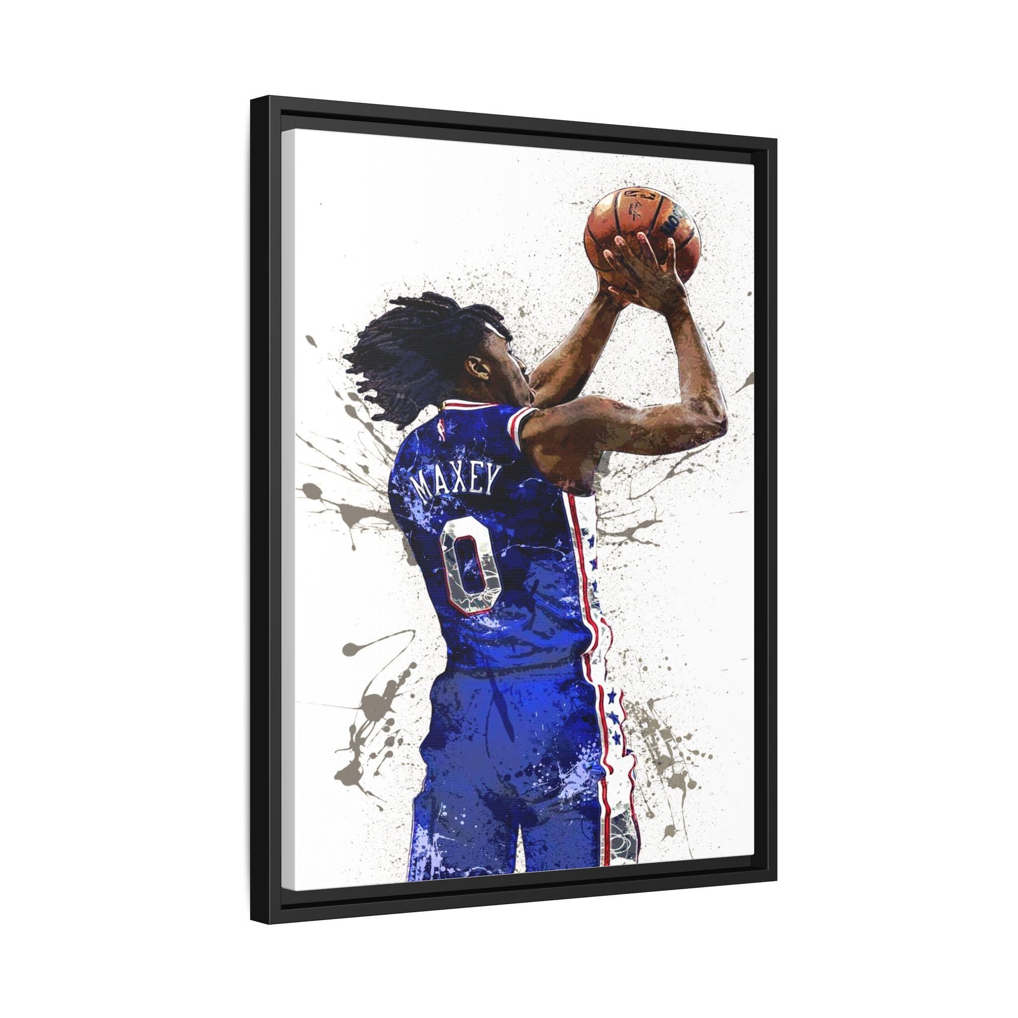 Tyrese Maxey Poster, Philadelphia 76ers, Gallery Canvas Wrap or Museum-Quality Poster, Fine Art, Man Cave, Kids room, Dorm Room, Office