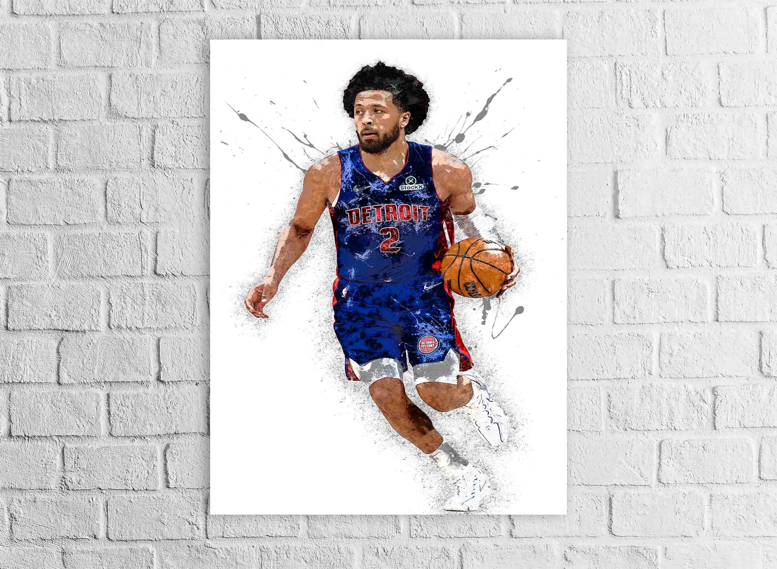 Cade Cunningham Poster, Detroit Pistons, Gallery Canvas Wrap or Museum-Quality Poster, Fine Art, Man Cave, Kids room, Dorm Room
