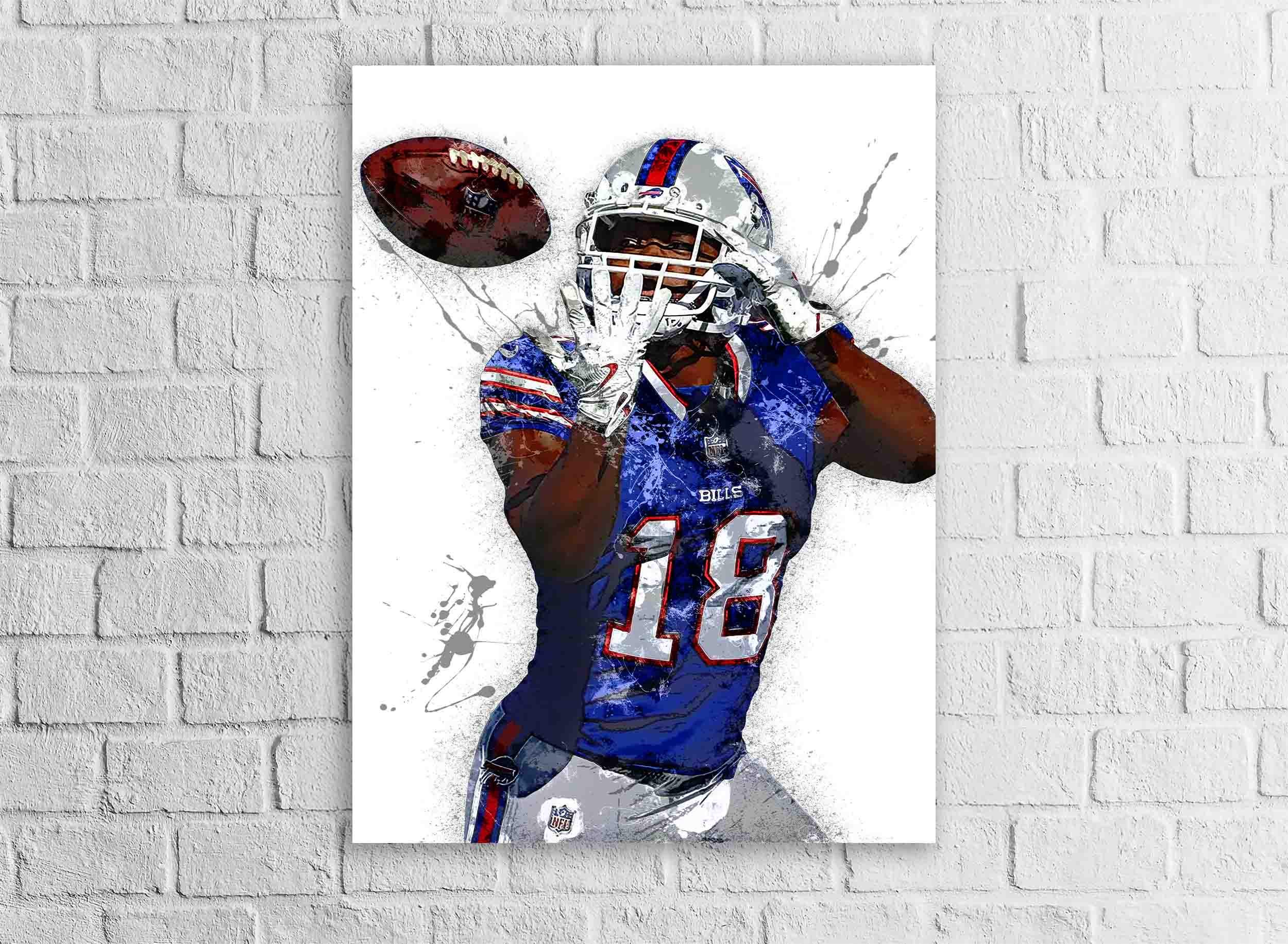 Amari Cooper Poster, Buffalo Bills, Gallery Canvas Wrap or Museum-Quality Poster, Fine Art, Wall Decor, Man Cave, Kids room