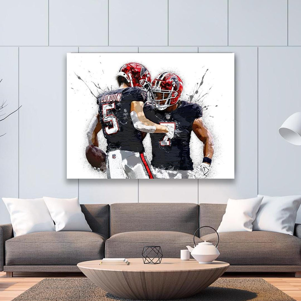 Drake London, Bijan Robinson, Atlanta Falcons, Gallery Canvas Wrap or Museum-Quality Poster, Man Cave, Kids room, Dorm Room, Office