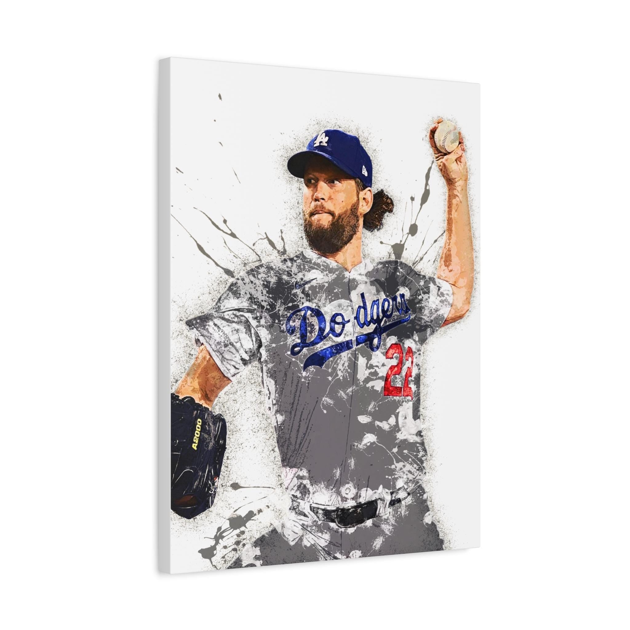 Clayton Kershaw Poster, Los Angeles Dodgers, Gallery Canvas Wrap, Fine Art Quality, Wall Decor for Man Cave, Kids room, Dorm Room