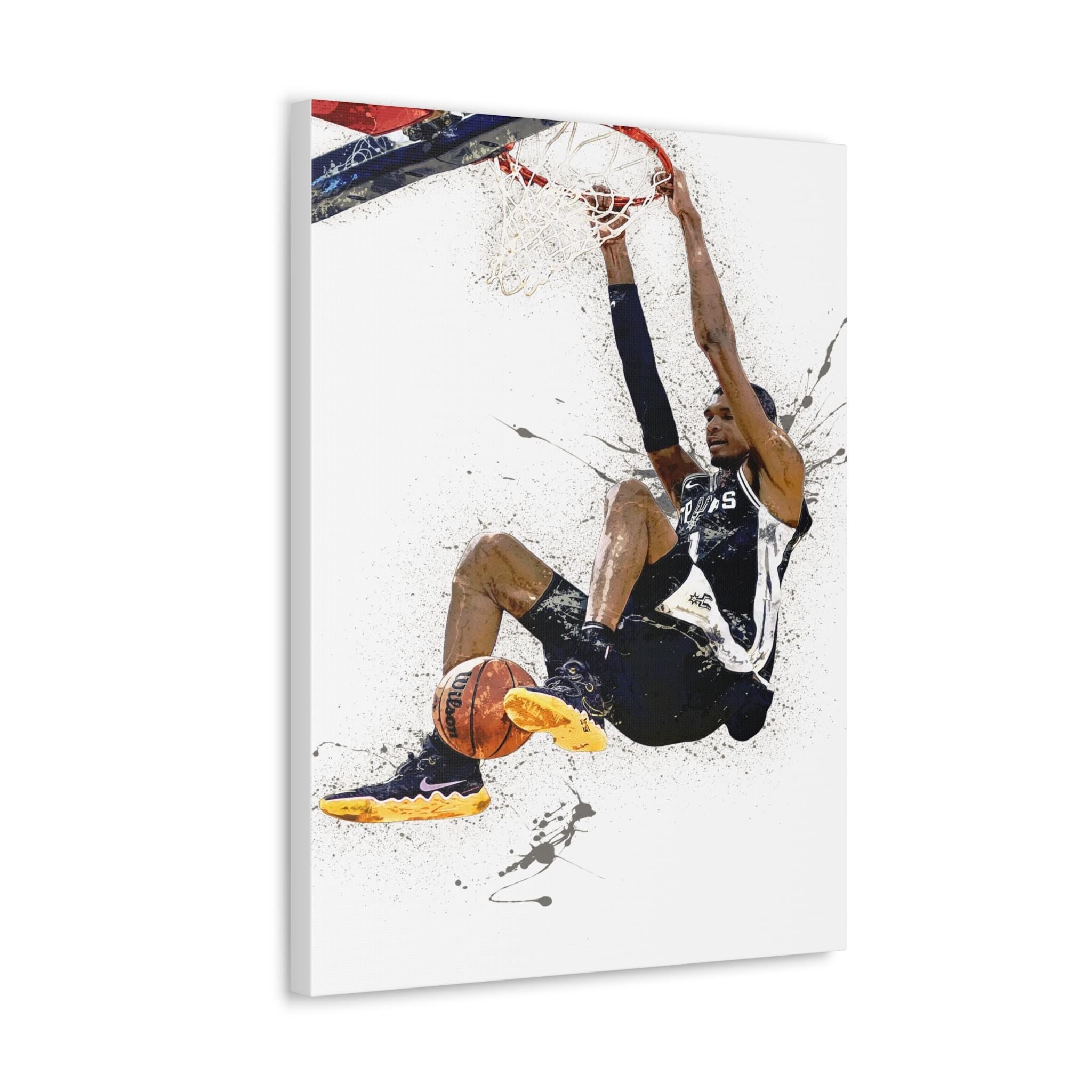 Victor Wembanyama Dunk Poster, San Antonio Spurs, Gallery Canvas Wrap or Museum-Quality Poster, Fine Art, Man Cave, Kids room, Dorm Room