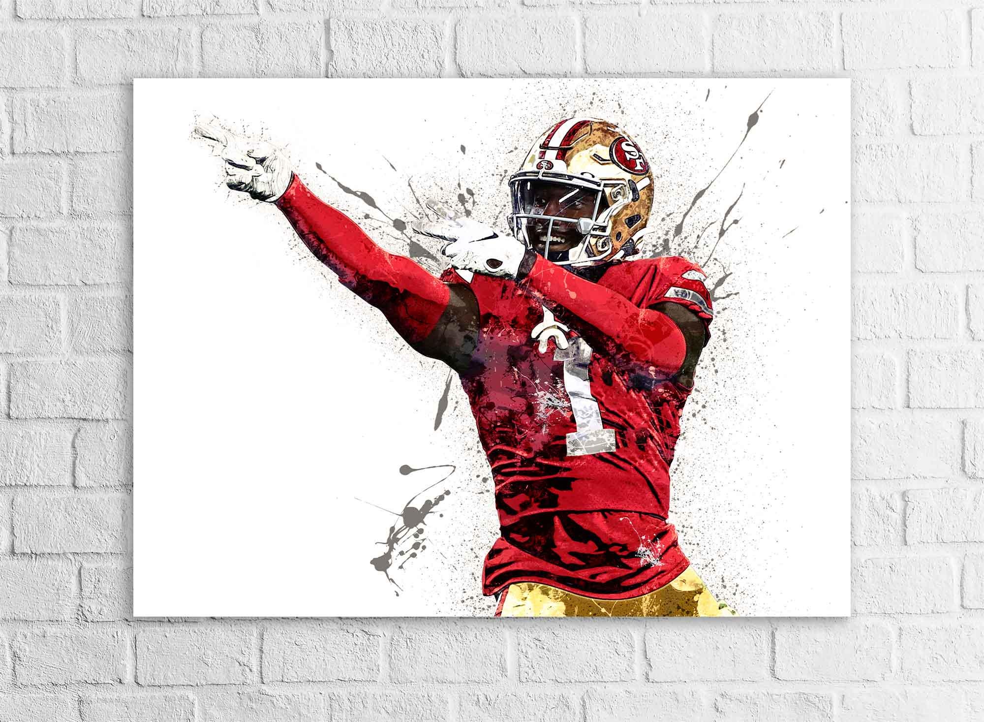 Deebo Samuel Poster, San Francisco 49ers, Gallery Canvas Wrap or Premium Poster, Fine Art Quality, Man Cave, Kids room