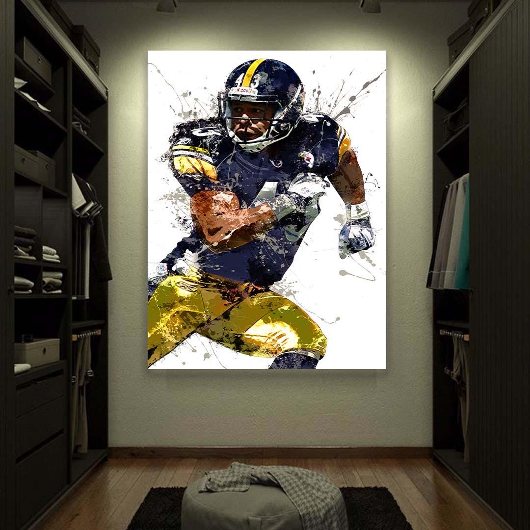 Troy Polamalu Poster, Pittsburgh Steelers, Gallery Canvas Wrap or Museum-Quality Poster, Fine Art, Wall Decor for Man Cave, Kids room, Dorm
