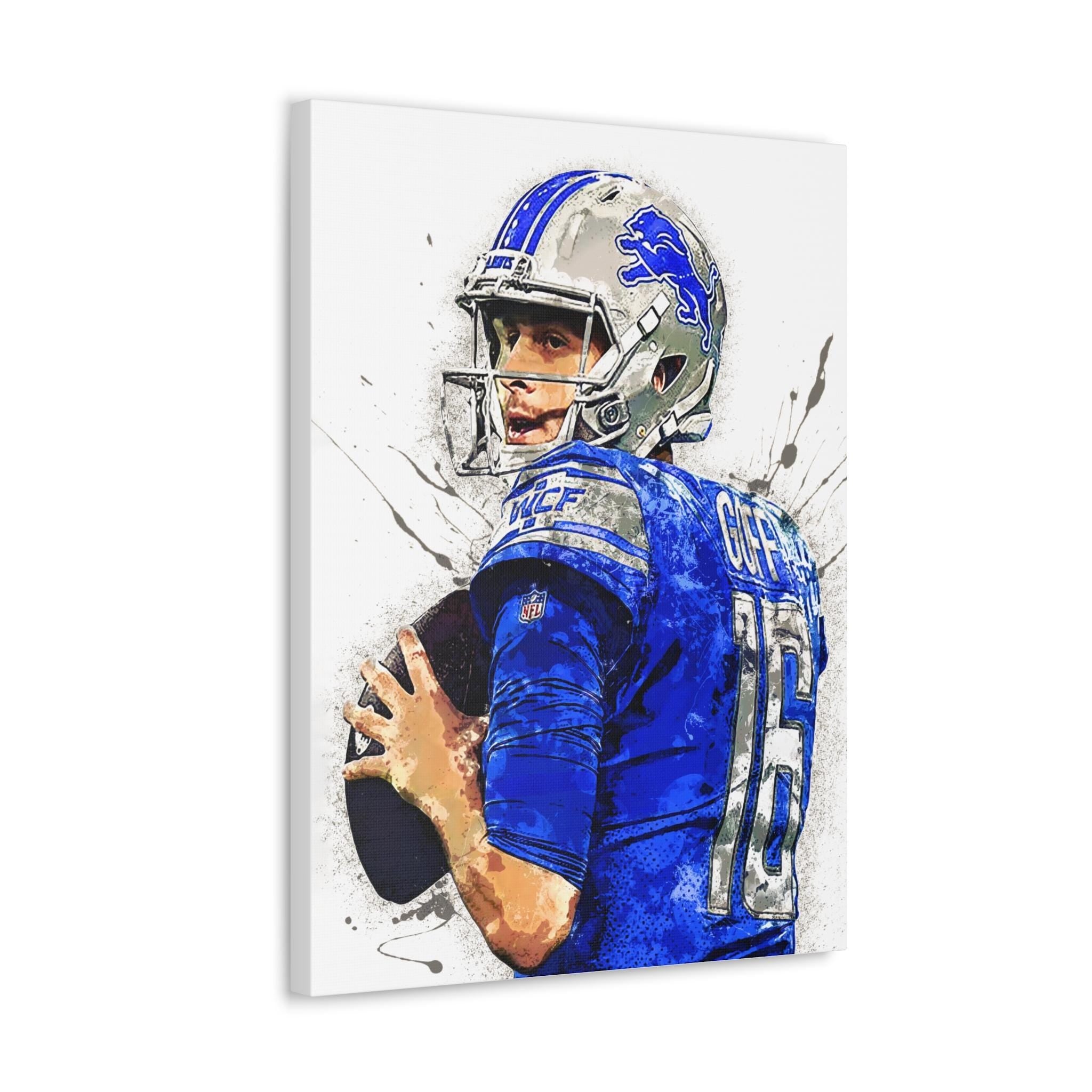Jared Goff, Detroit Lions, Gallery Canvas Wrap, Museum-Quality Poster, Wall Art, Man Cave, Kids room, Office