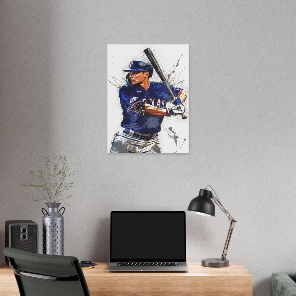 Corey Seager Poster, Texas Rangers, Gallery Canvas Wrap or Museum-Quality Poster, Man Cave, Kids room, Office