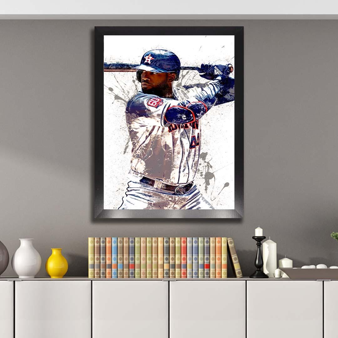 Yordan Álvarez Poster, Houston Astros, Gallery Canvas Wrap or Museum-Quality Poster Print, Fine Art, Man Cave, Office or Kids Room